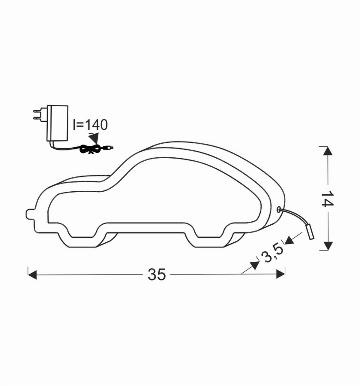 Dječja Stolna Svjetiljka Car - crna, Basics, drvni materijal/plastika (35/3.5/14cm)