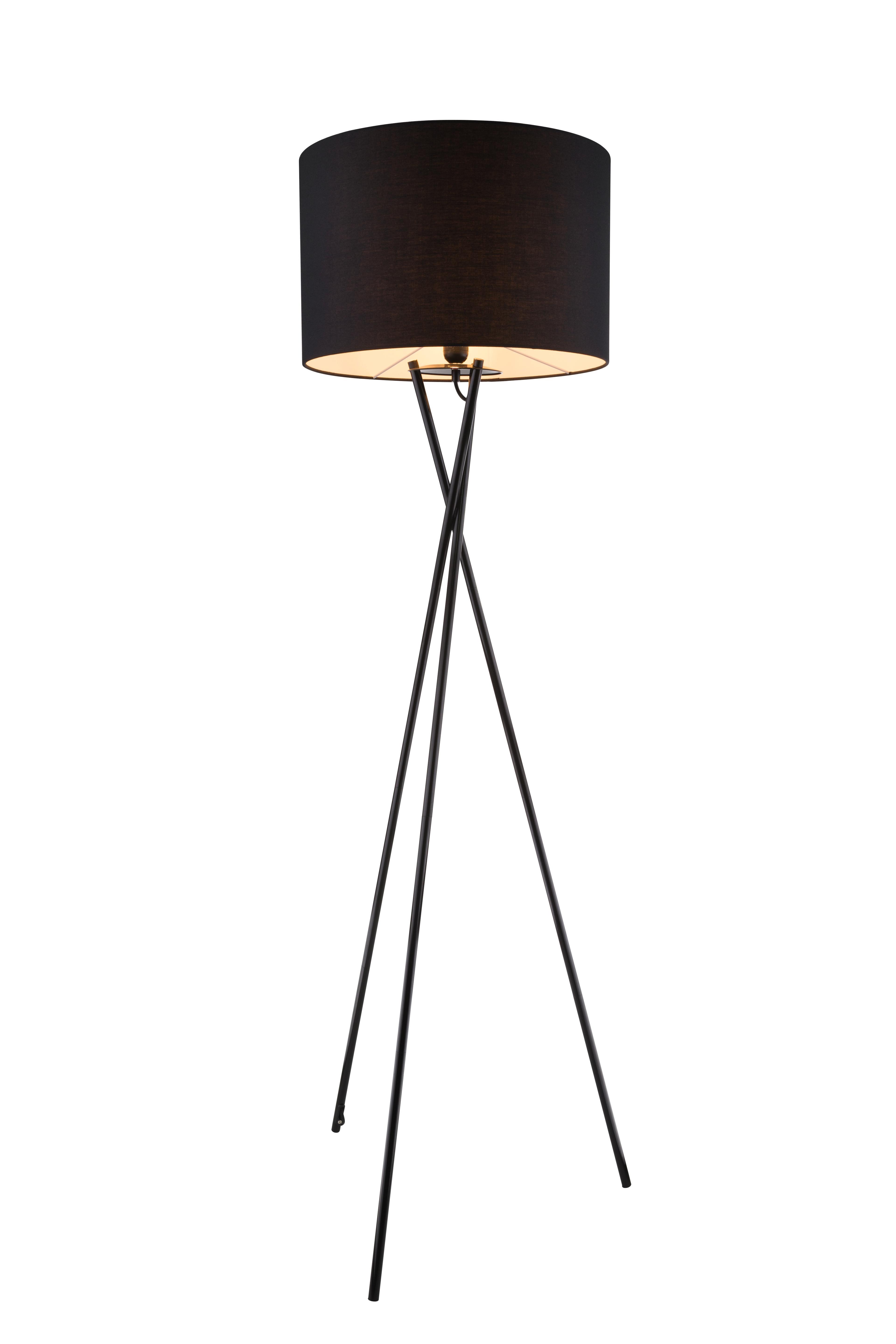 STEHLEUCHTE max. 60 Watt 'Textil' - Schwarz, MODERN, Textil/Metall (62/160cm)