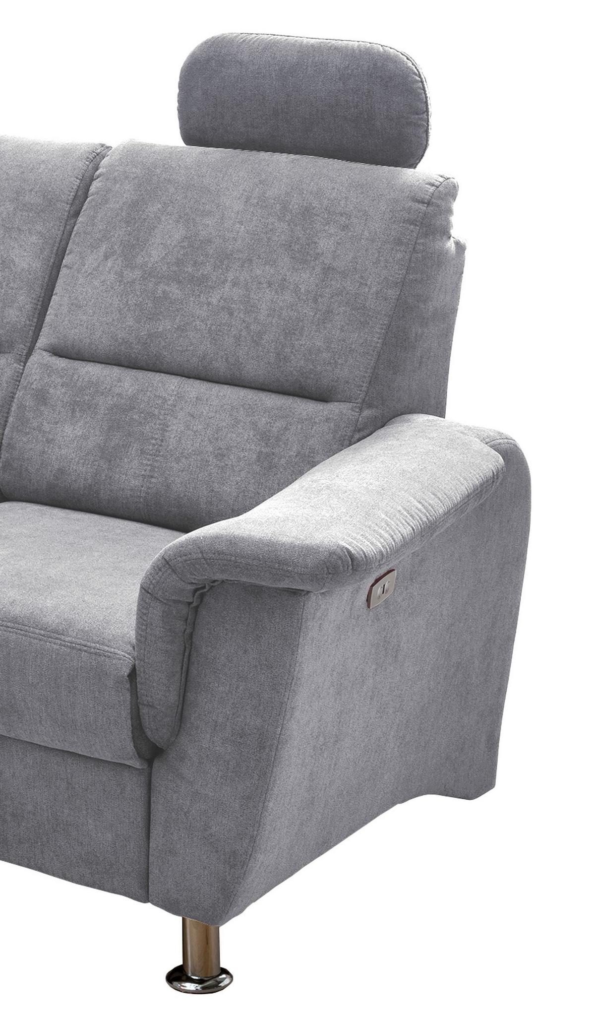 Wohnlandschaft Parole Grau Mikrofaser - Chromfarben/Grau, KONVENTIONELL, Textil/Metall (184/231cm) - Livetastic