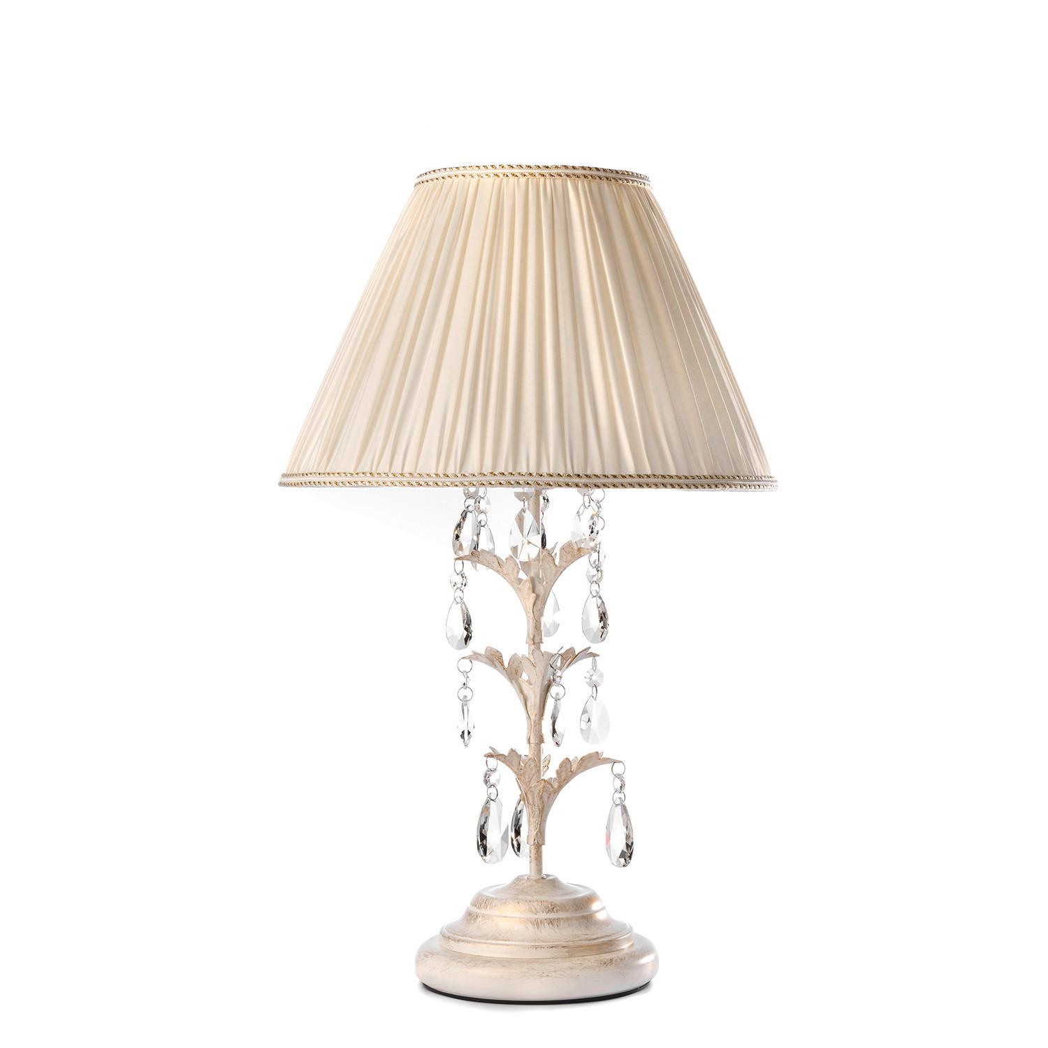 Tischleuchte Karen Weiß max. 6 Watt - Weiß, ROMANTIK / LANDHAUS, Glas/Textil (35/58cm)