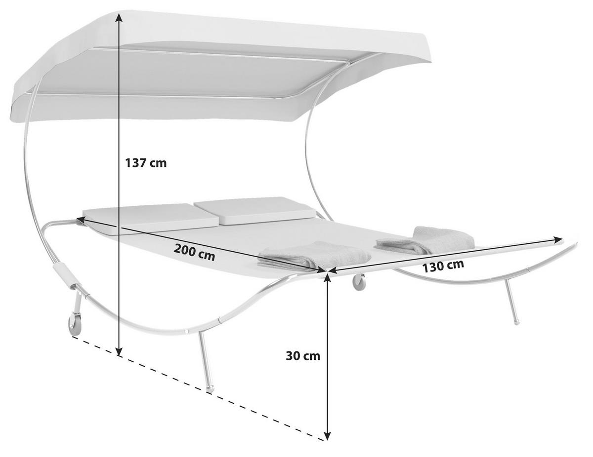 Dvojni Vrtni Ležalnik Bindox, Rdeča - rdeča, Basics, kovina/tekstil (130/137/200cm) - Gardenson