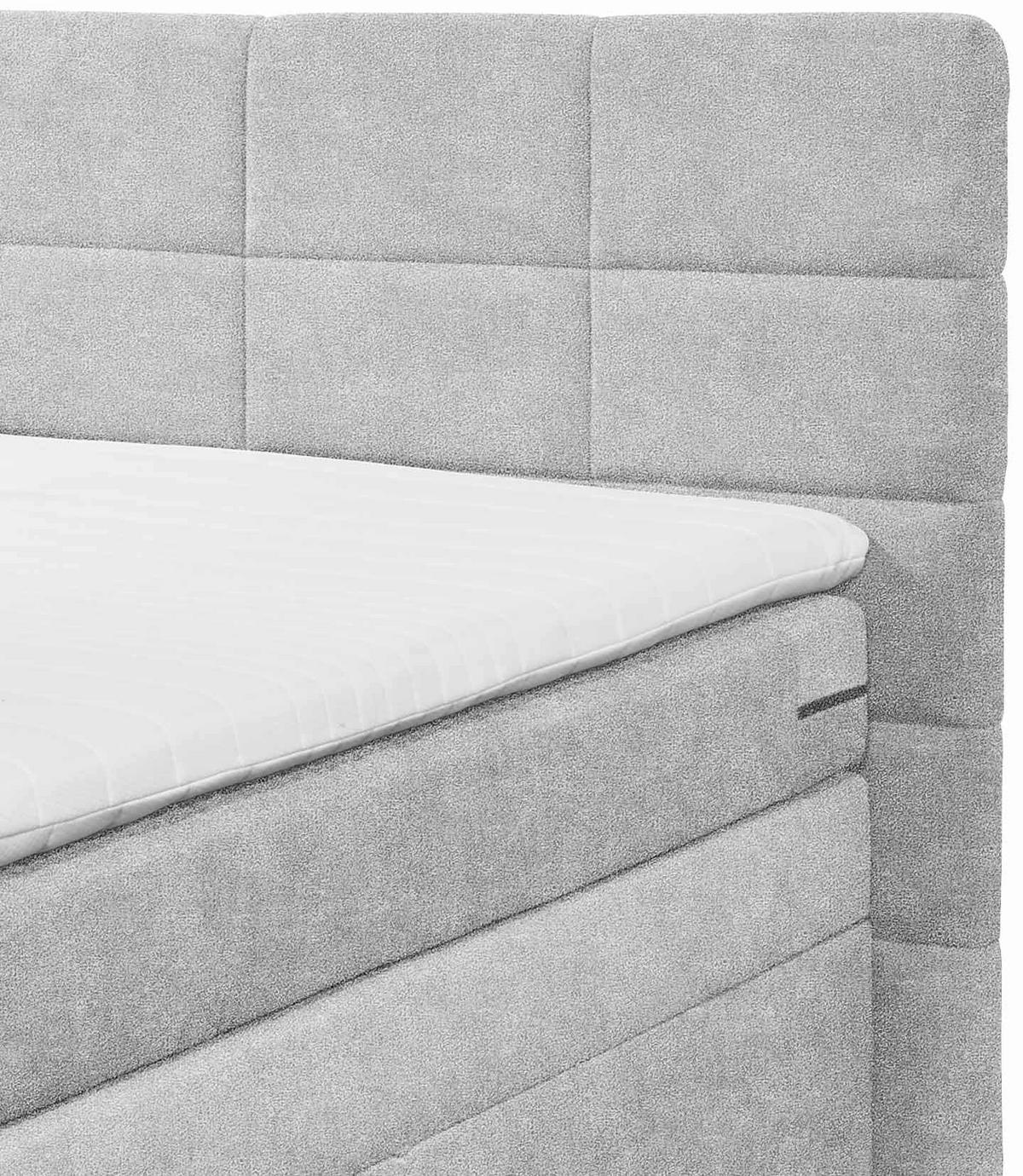 Boxspringbett Tacoma 3 inkl. Topper ca. 180x200 cm Silberf. - Silberfarben, KONVENTIONELL, Kunststoff/Textil (180/200cm) - MID.YOU