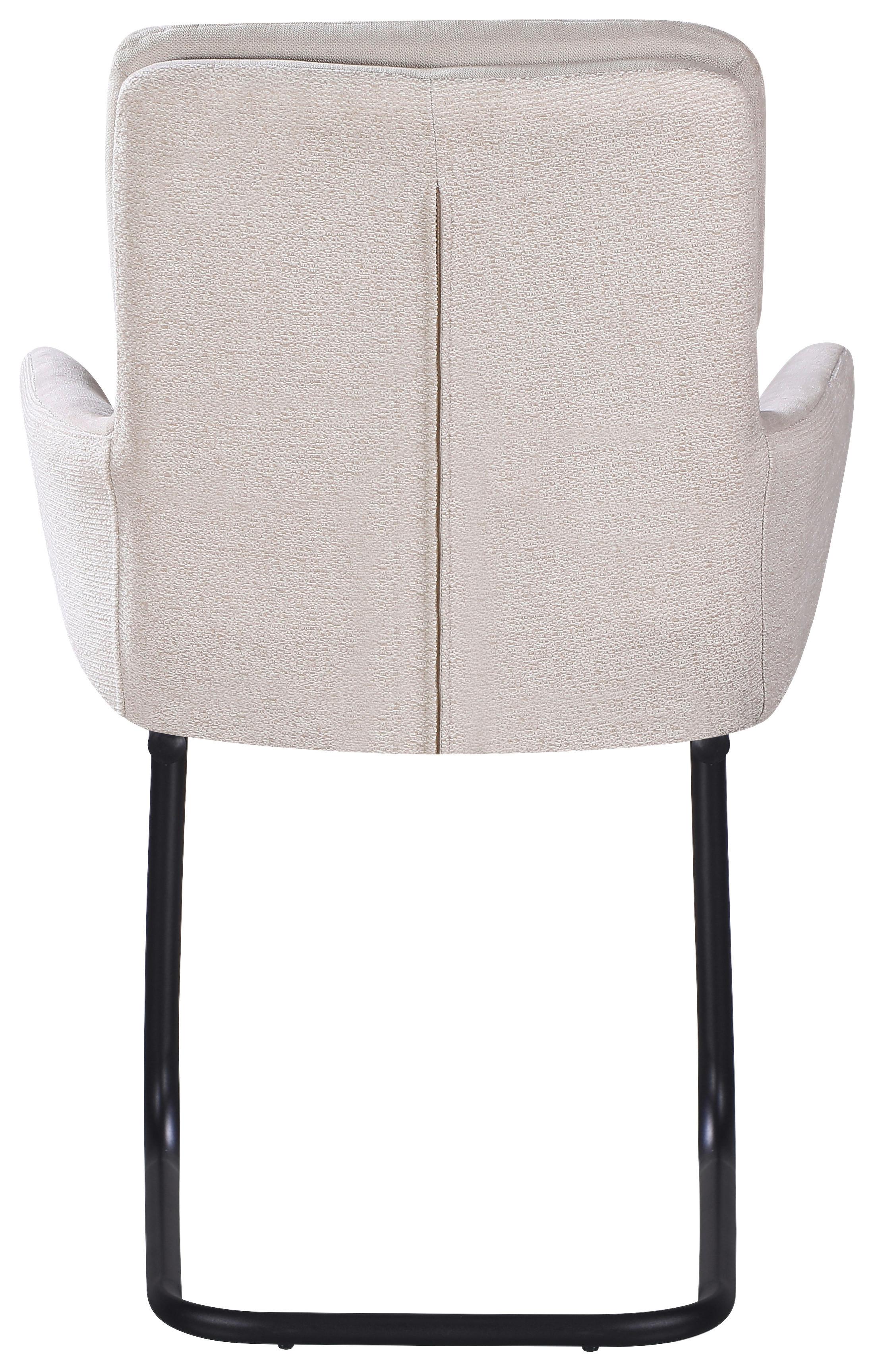 Armlehnstuhl Nova Beige/Schwarz - Beige/Schwarz, MODERN, Textil/Metall (61/91/65cm) - Premium Living