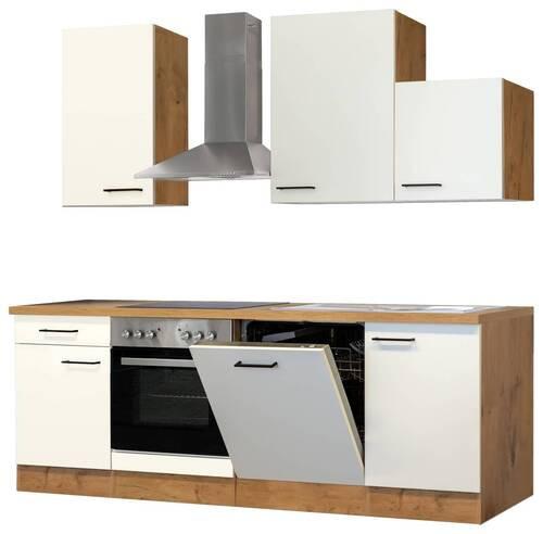 Kuhinjski Blok Z Aparati Avila, Magnolija, Barva Hrasta - magnolija/črna, Moderno, kovina/leseni material (220cm) - FlexWell