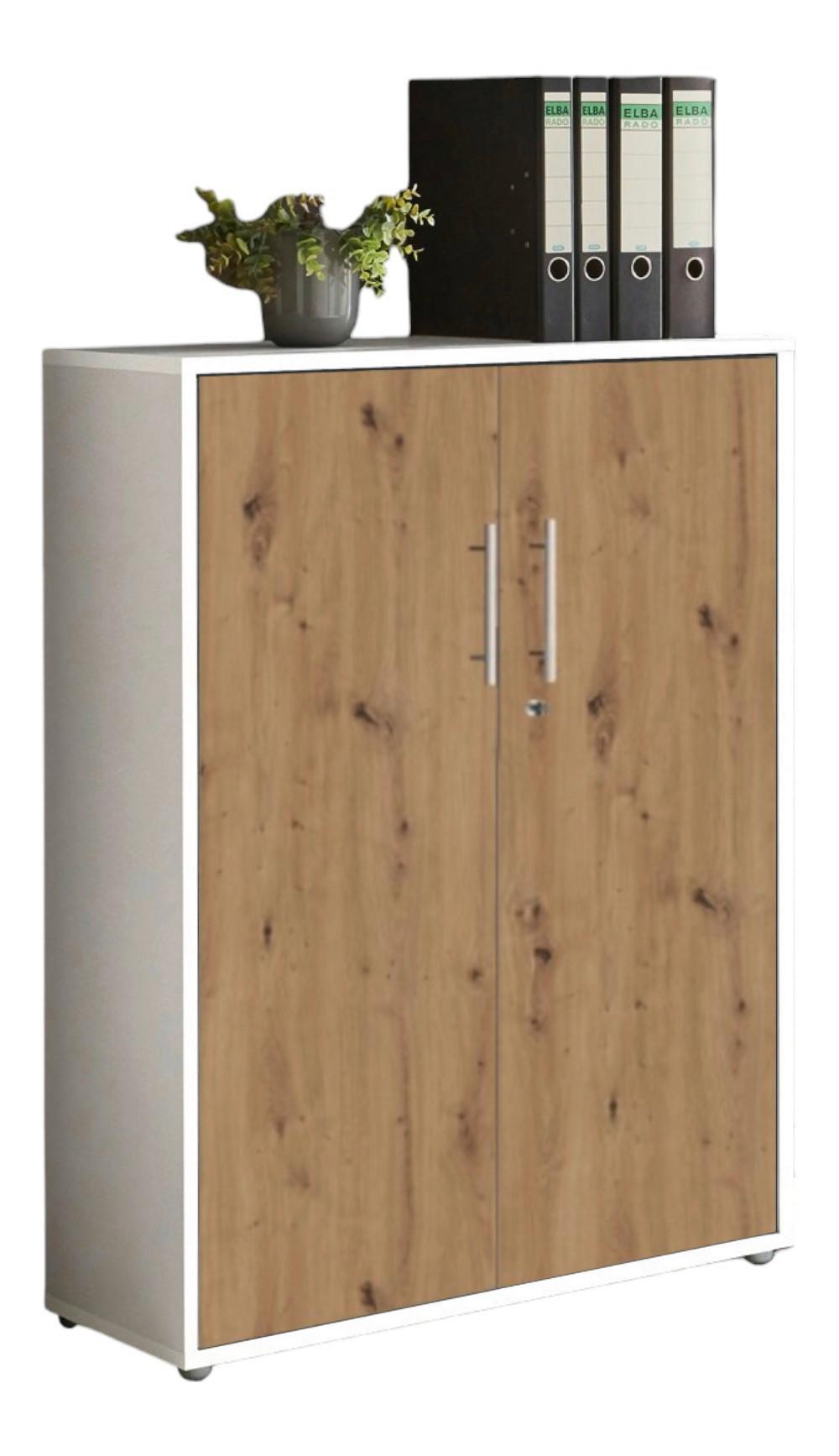 AKTENSCHRANK OFFICE EDITION - Eiche Artisan/Weiß, MODERN, Holzwerkstoff (84,4/113,6/33cm) - MID.YOU