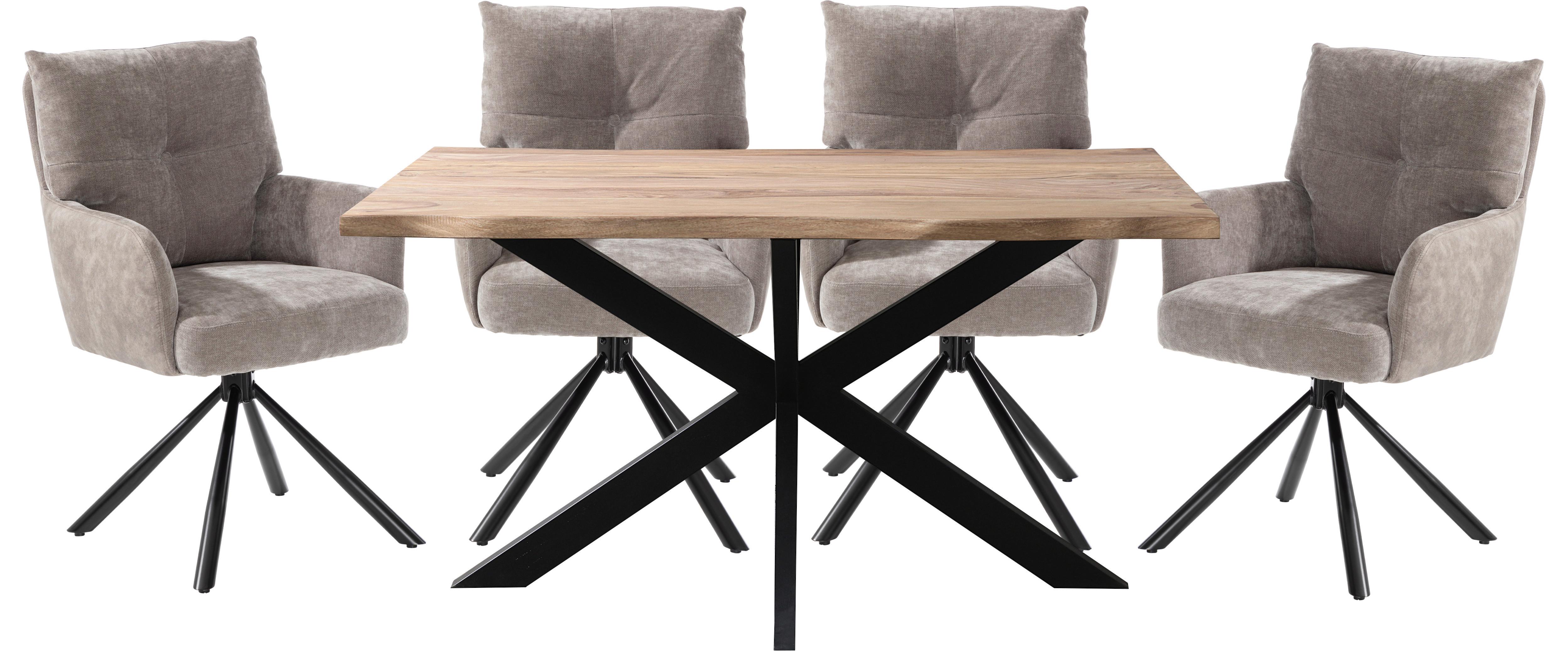 Esstisch Amon Braun/Schwarz - noir/marron, Natur, métal/bois (140/85/77cm) - Mömax