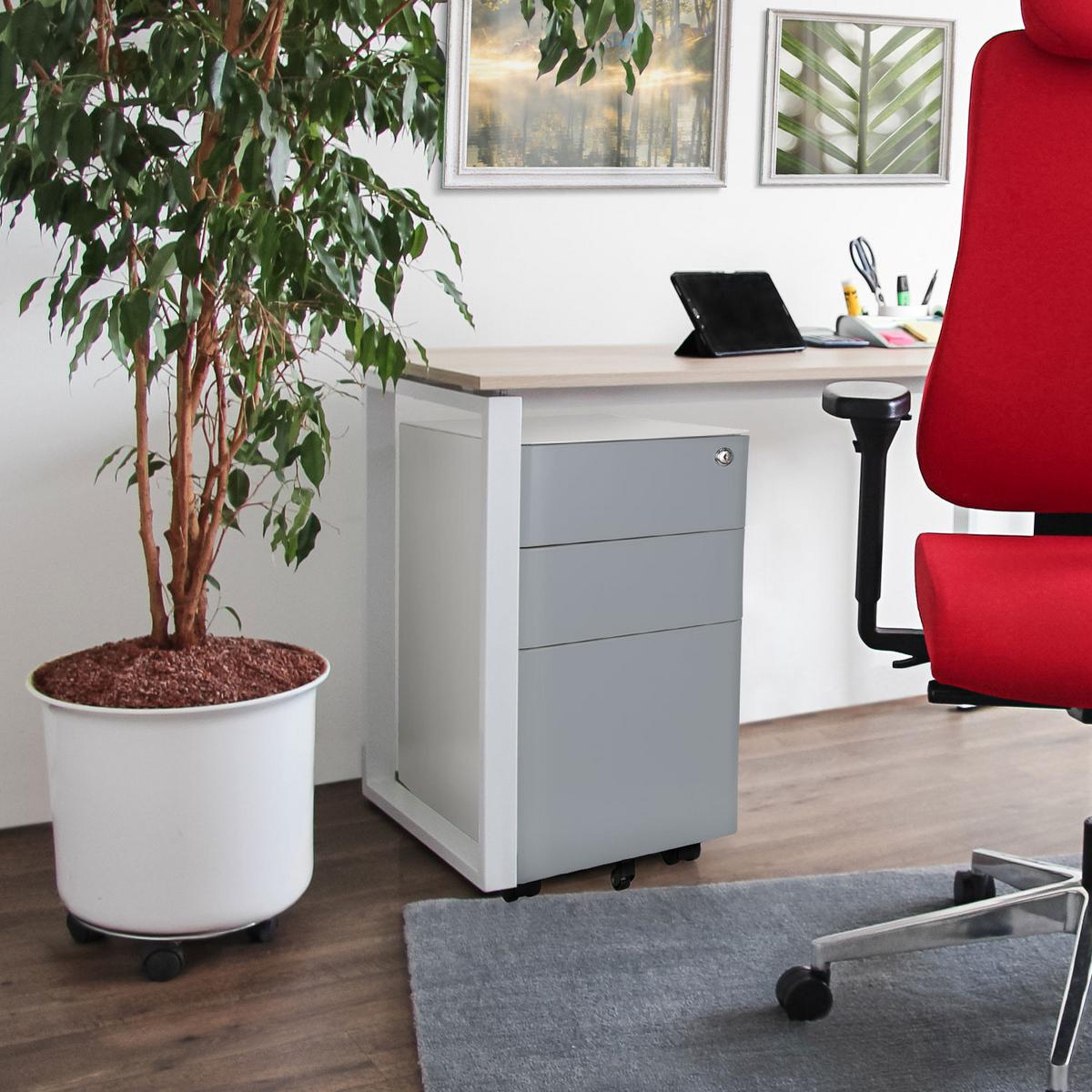 Predalnik Na Kolescih Color I, Bela, Siva - siva/bela, Moderno, kovina/umetna masa (30/59/50cm) - MID.YOU