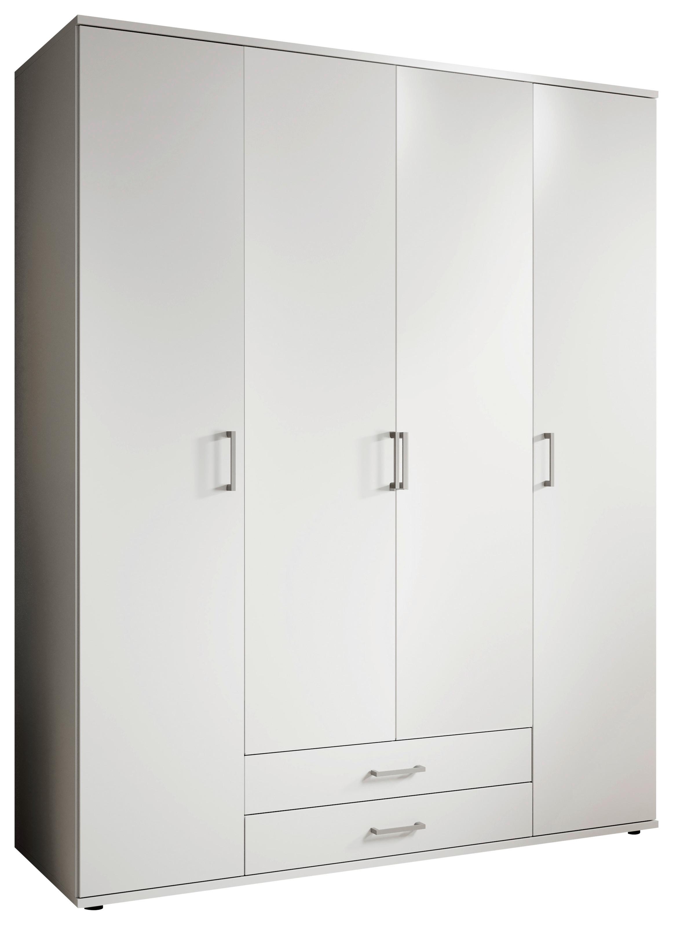 Drehtürenschrank Olli Weiß - Alufarben/Weiß, Basics, Glas/Holzwerkstoff (160/196/54cm) - Based