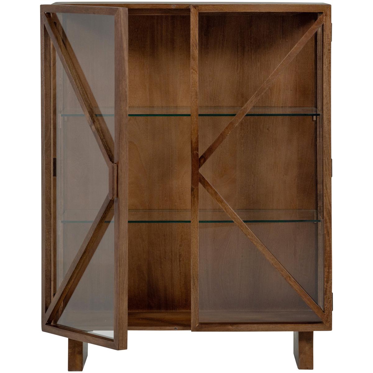 Vitrine Kella Dunkelbraun B: 100 cm - Dunkelbraun, Design, Glas/Holz (100/132/44cm) - Livetastic