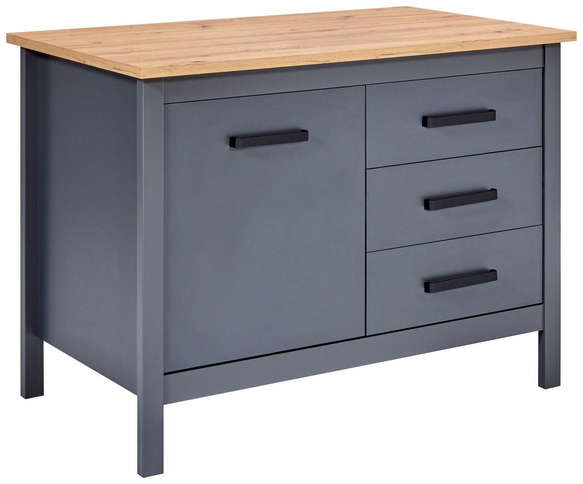 Kücheninsel Venet, Anthrazit/Artisan Eiche - Anthrazit/Schwarz, MODERN, Holzwerkstoff/Metall (124/91/60cm) - Mömax