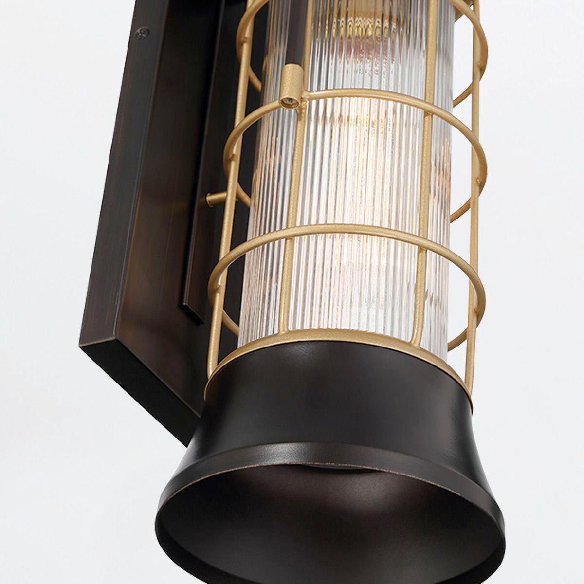 Kültéri Falilámpa Qn-Rivamar-M-Blk-Gd - többszínű, Konventionell, üveg/fém (41,1/15,3/18,4cm) - Elstead Lighting