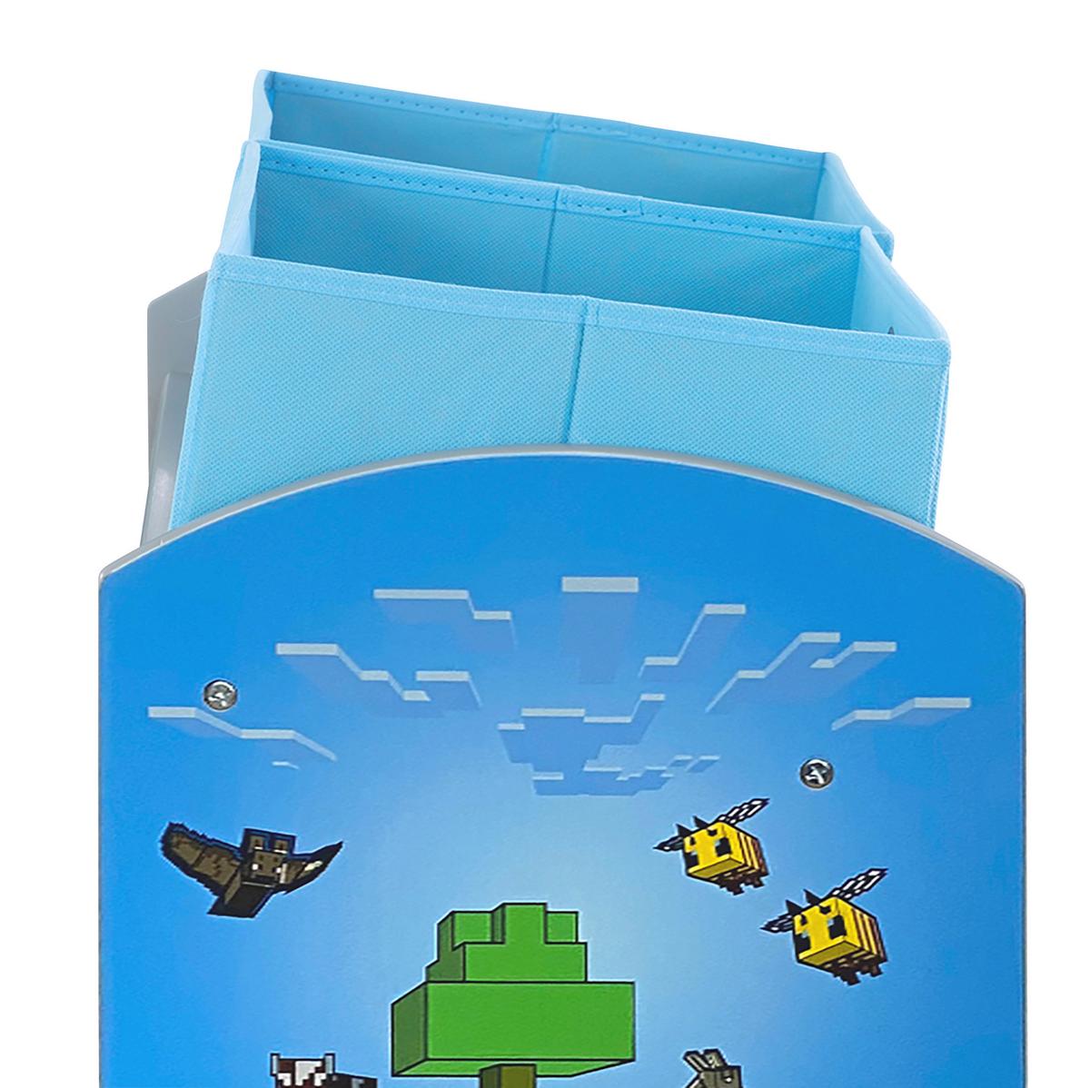 Kinderregal Minecraft ca. 60x63,5x30 cm Grün/Blau - Blau/Multicolor, MODERN, Holzwerkstoff/Textil (60/63,5/30cm) - Minecraft