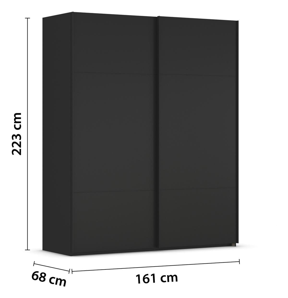 Omara Z Drsnimi Vrati Covalo, Črna - črna, Konvencionalno, kovina/leseni material (162/223/68cm) - Novel