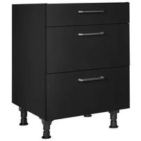 Schubkastenunterschrank Touch Schwarz - Edelstahlfarben/Schwarz, MODERN, Holzwerkstoff/Metall (60/87/56cm) - Nobilia