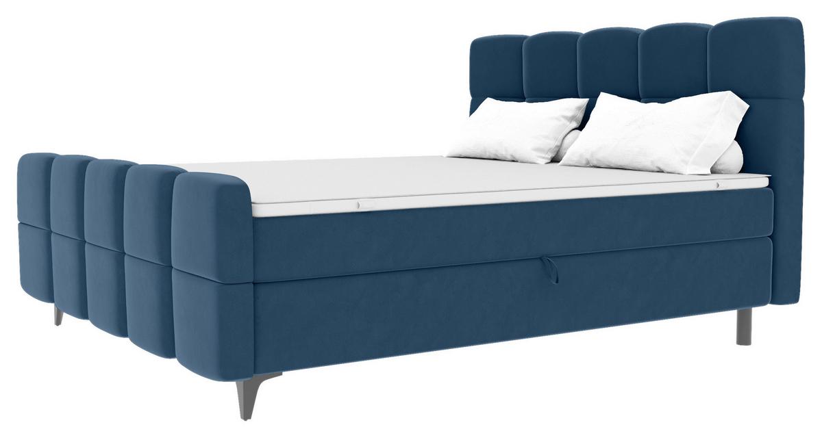 Boxbett Mona Blau ca. 140x200cm - Blau/Schwarz, KONVENTIONELL, Kunststoff/Textil (140/200cm) - Mömax
