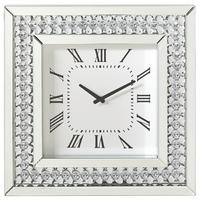 ZEGAR ŚCIENNY TIFFANY - kolor srebrny/biały, Design, materiał drewnopochodny/szkło (50/50/5cm) - Xora