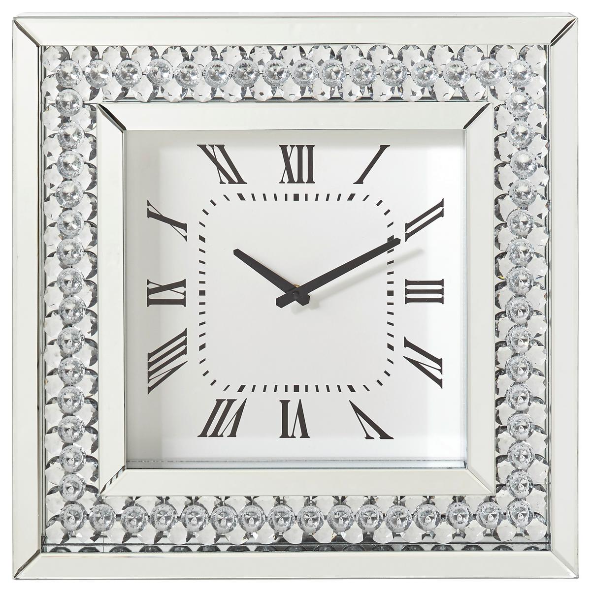 ZEGAR ŚCIENNY TIFFANY - kolor srebrny/biały, Design, materiał drewnopochodny/szkło (50/50/5cm) - Xora