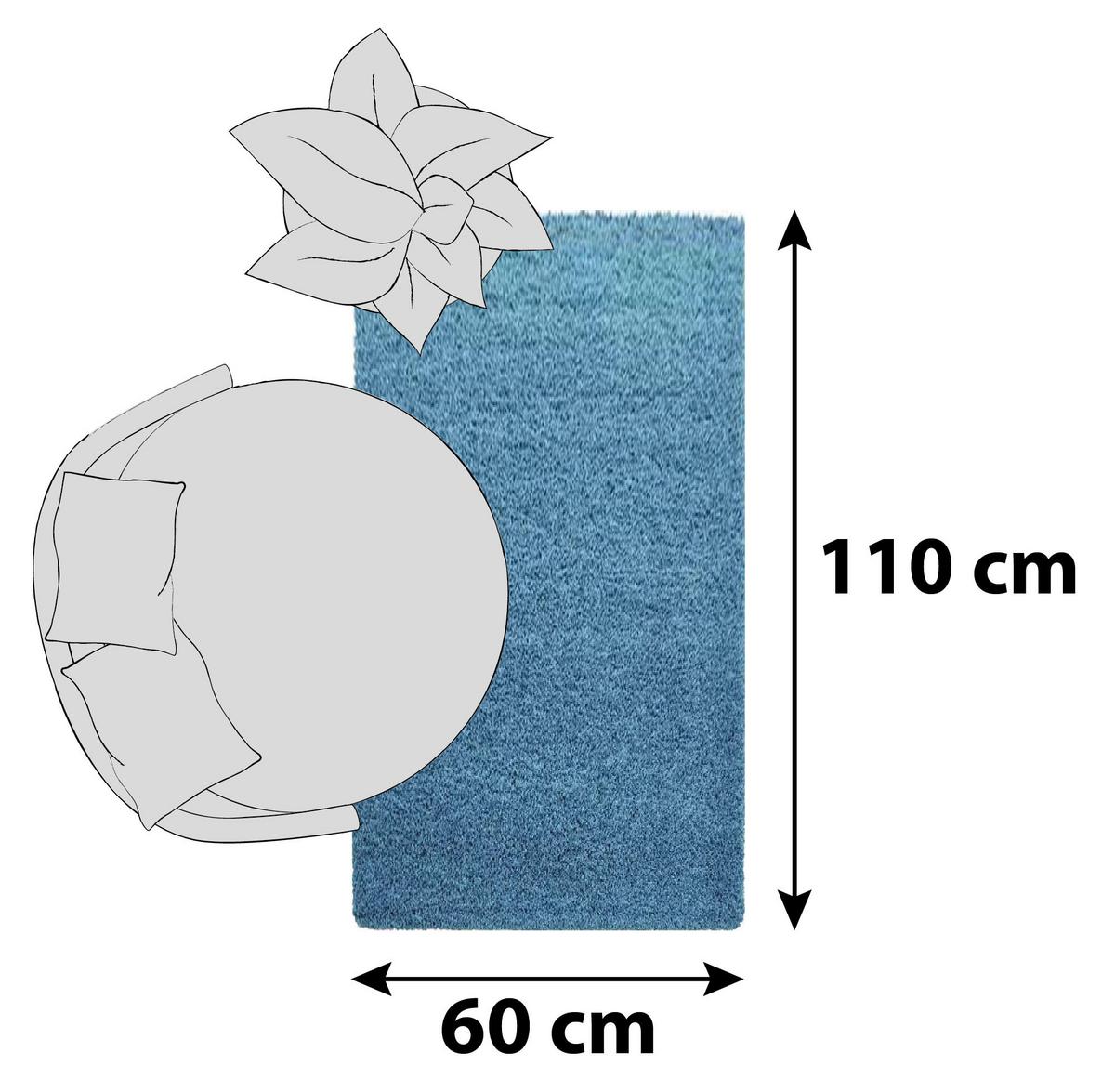 Hochflorteppich Dream Türkis ca. 60x110cm - Türkis, KONVENTIONELL, Textil (60/110cm) - Novel