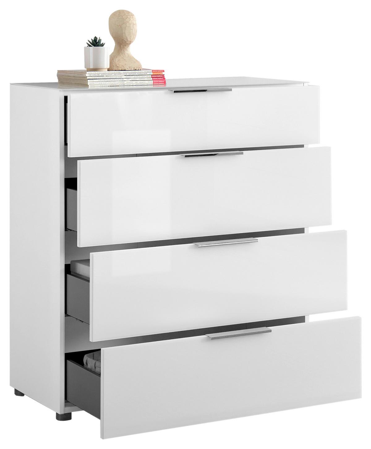 Kommode Siena Weiss - Chromfarben/Weiss, Modern, Glas/Holzwerkstoff (90/99/40cm) - Mömax
