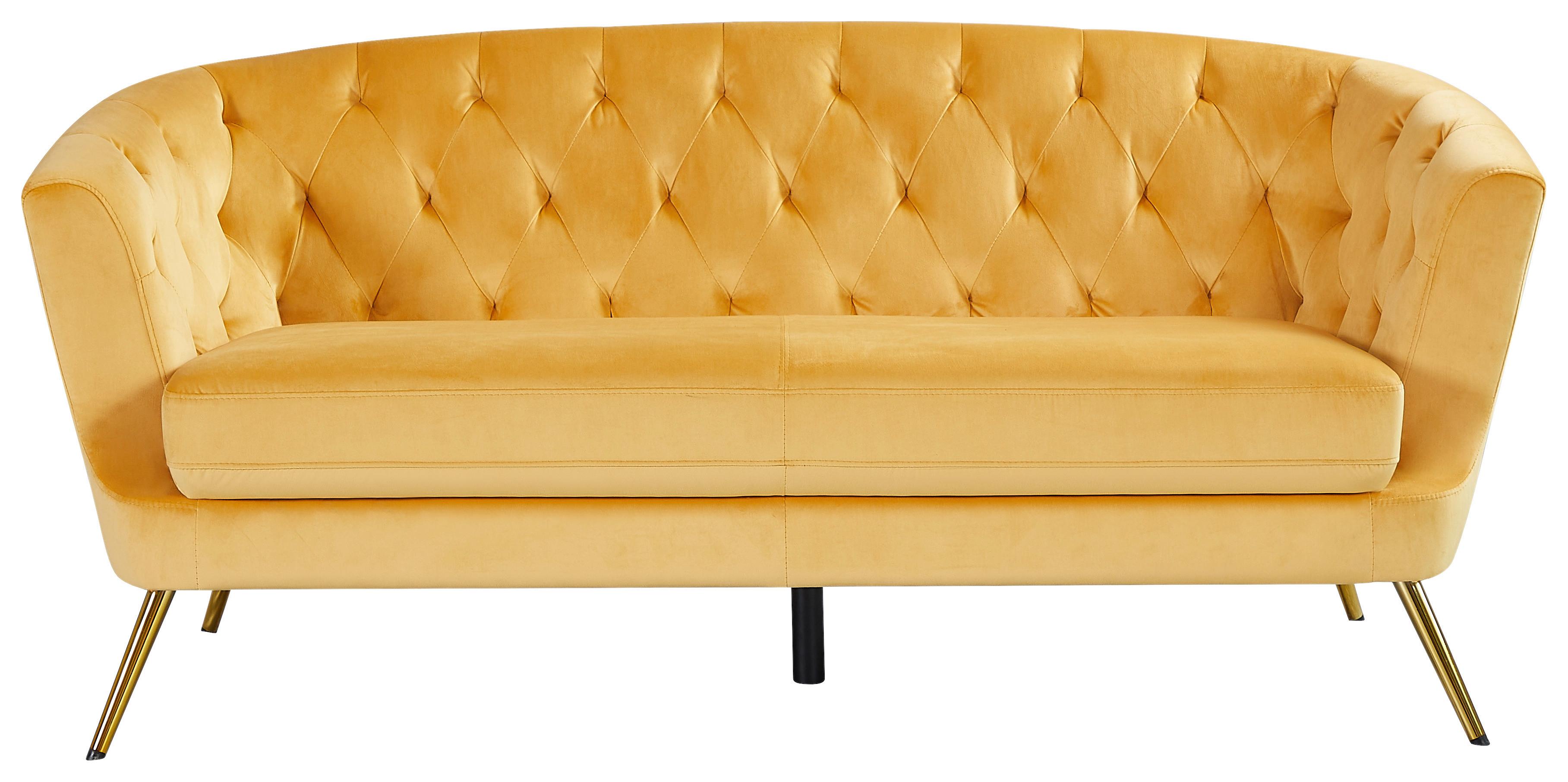 Trosed Lita, Rumena, Žamet - zlate barve/rumena, Moderno, kovina/tekstil (183/78/83cm) - Ti'me