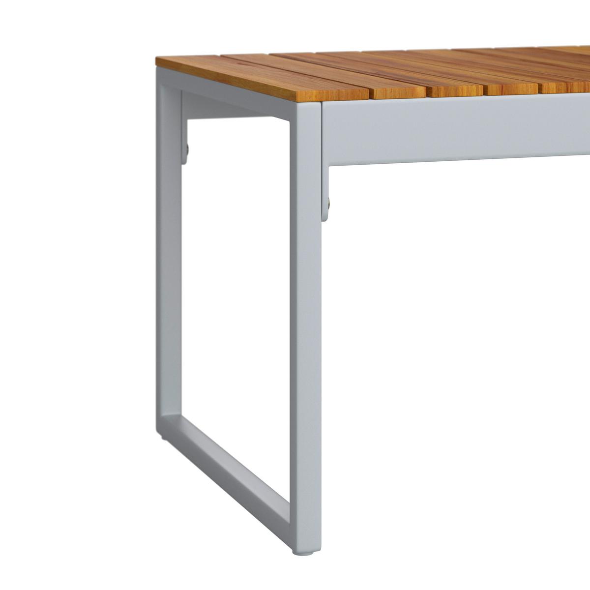 Loungegarnitur Ariella Hellgrau Outdoorstoff/Metall - Hellgrau/Akaziefarben, MODERN, Holz/Textil (160/88/65cm) - Bessagi Garden