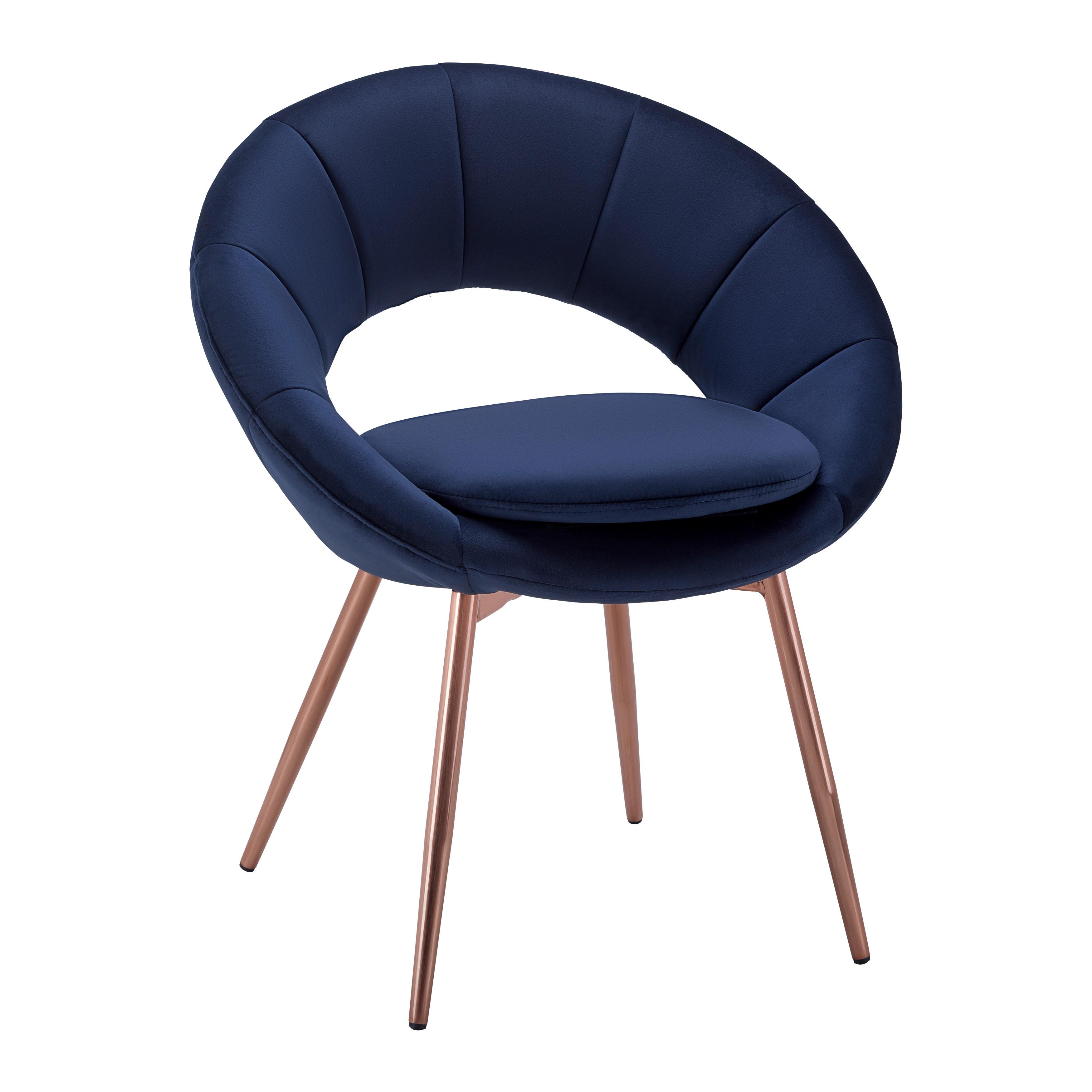 Naslanjač Levi, Temno Modra, Žamet - temno modra, Moderno, kovina/tekstil (67/74/60.5cm) - Modern Living