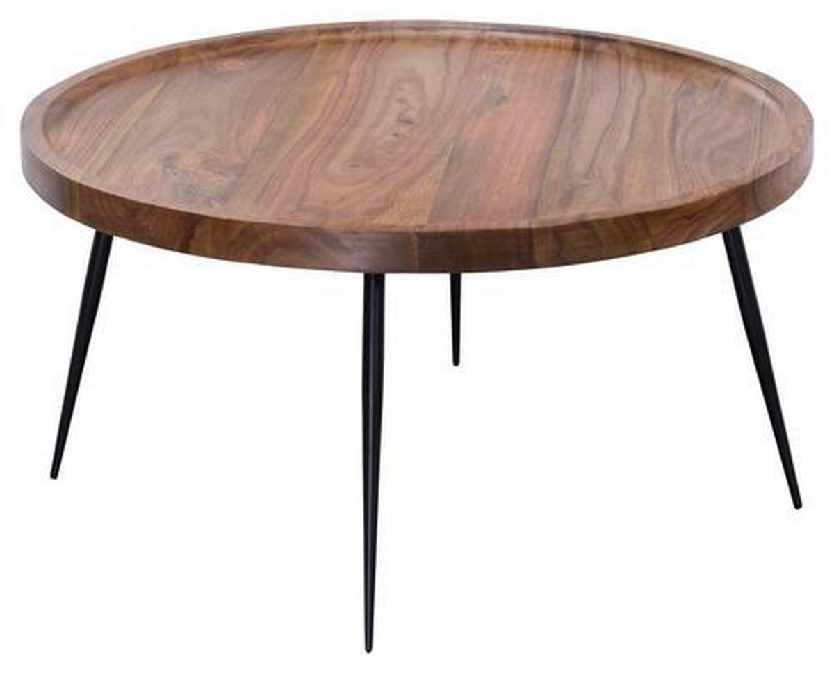 Couchtisch in Sheeshamfarben Echtholz Rund - Sheeshamfarben/Schwarz, Design, Holz/Metall (75/75/39cm) - MID.YOU