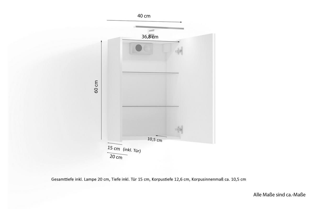 Spiegelschrank Spree Anthrazit - MODERN, Glas/Holzwerkstoff (40/60/20cm) - MID.YOU