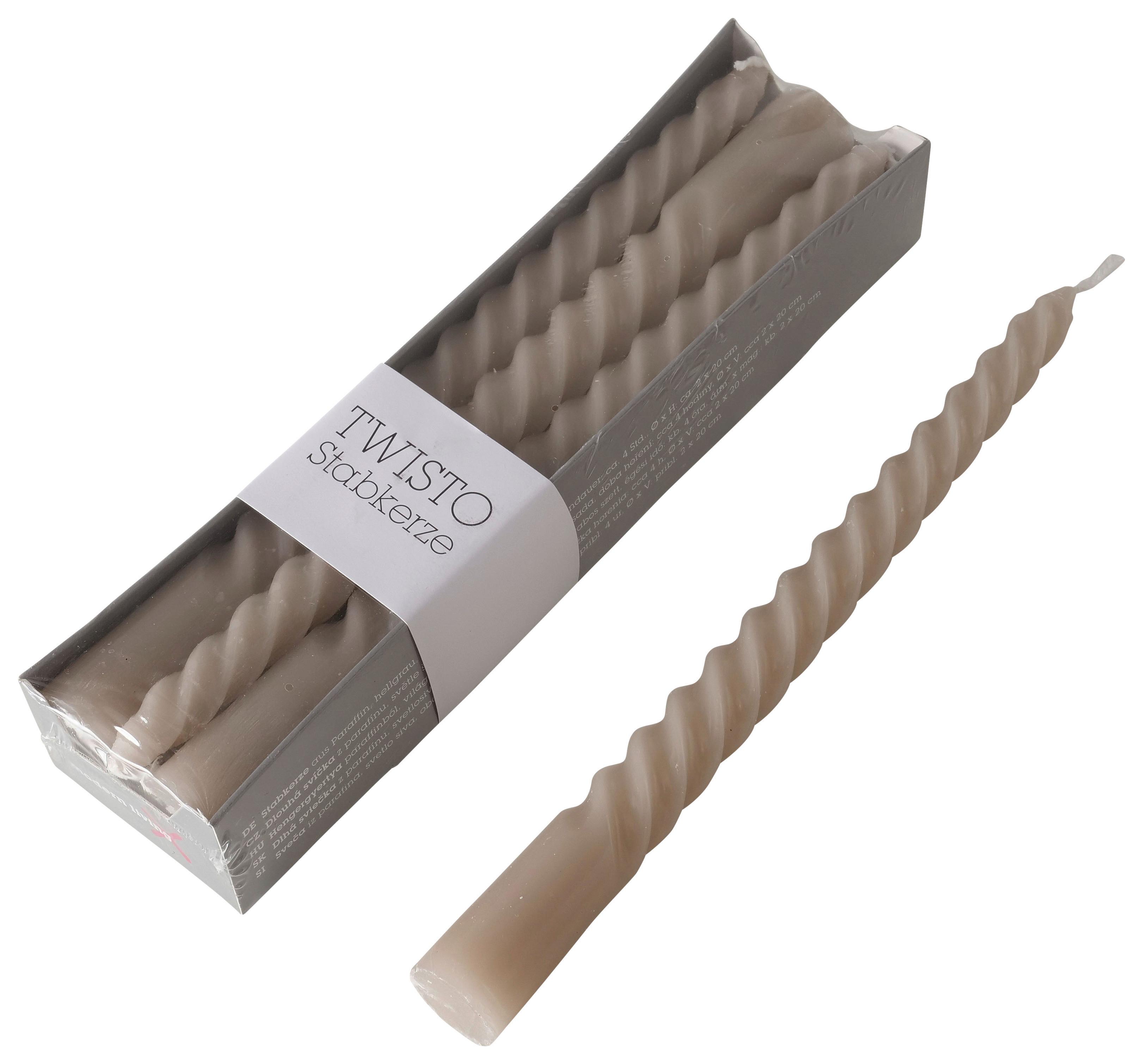 Hengergyertyaszett Twisto - világosszürke, Modern, természetes anyagok/paraffin (2/20cm) - Modern Living