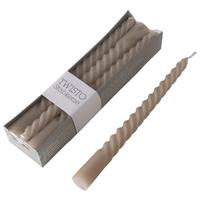 Stabkerze Twisto II Hellgrau, 6-teilig - Hellgrau, Modern (2/20cm) - Modern Living