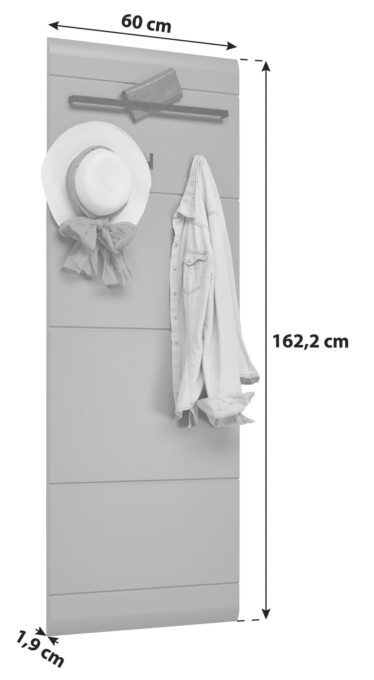 Panou cuier AURIS - culoare lemn stejar/gri, Modern (60/162,2/1,9cm) - Modern Living