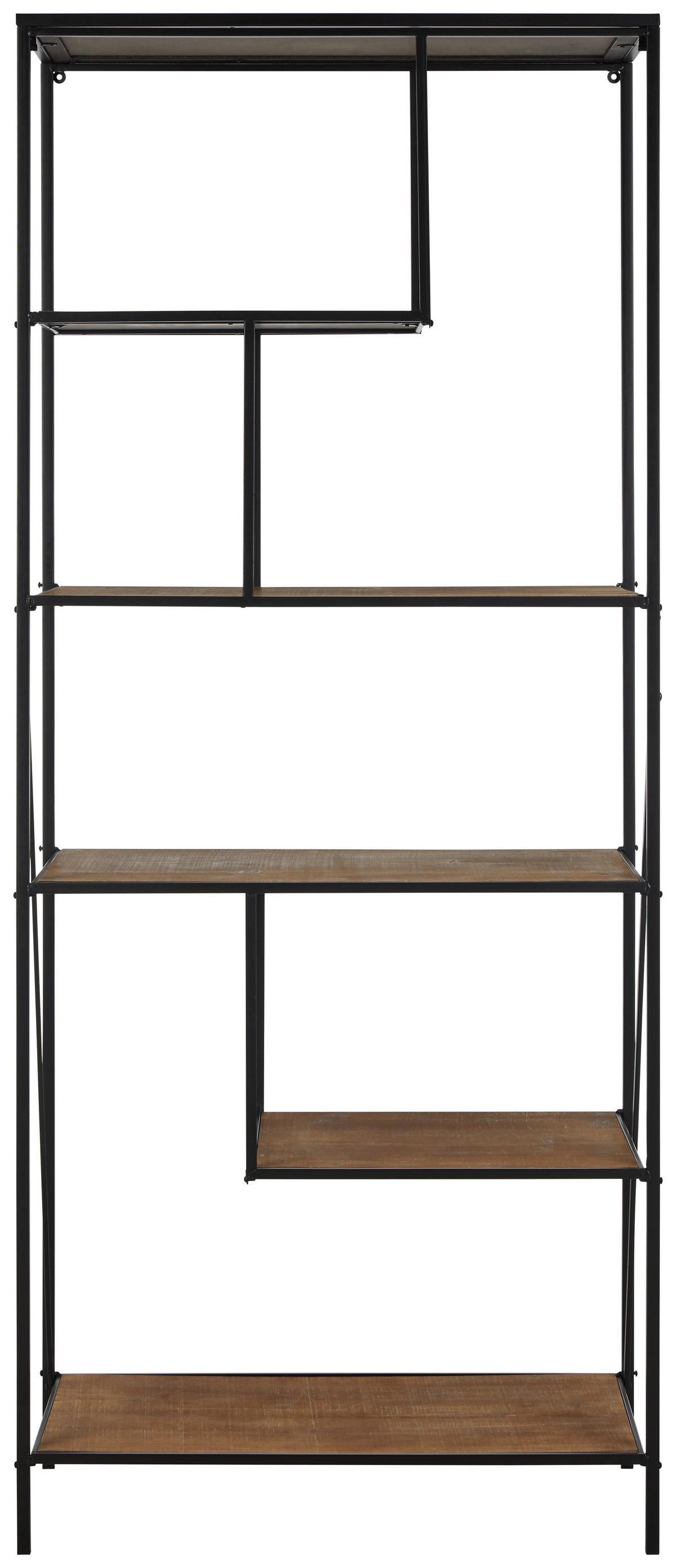 Regal in Naturfarben/Schwarz - Schwarz/Naturfarben, Modern, Holzwerkstoff/Metall (77/185/35cm) - Mömax