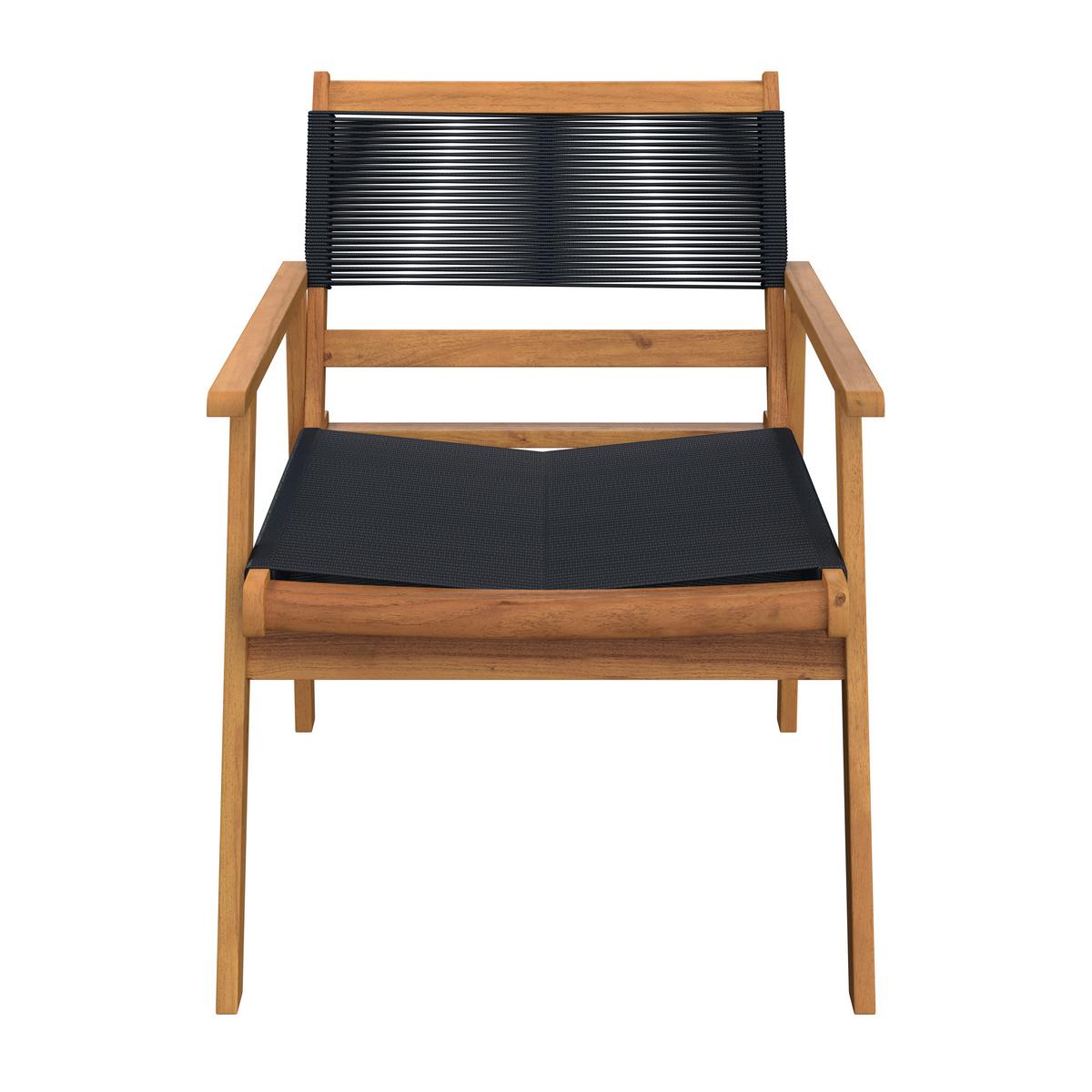 Loungegarnitur Enrica Schwarz/Akazie Rope - Schwarz/Akaziefarben, MODERN, Holz/Kunststoff (120/84/70cm) - Bessagi Garden