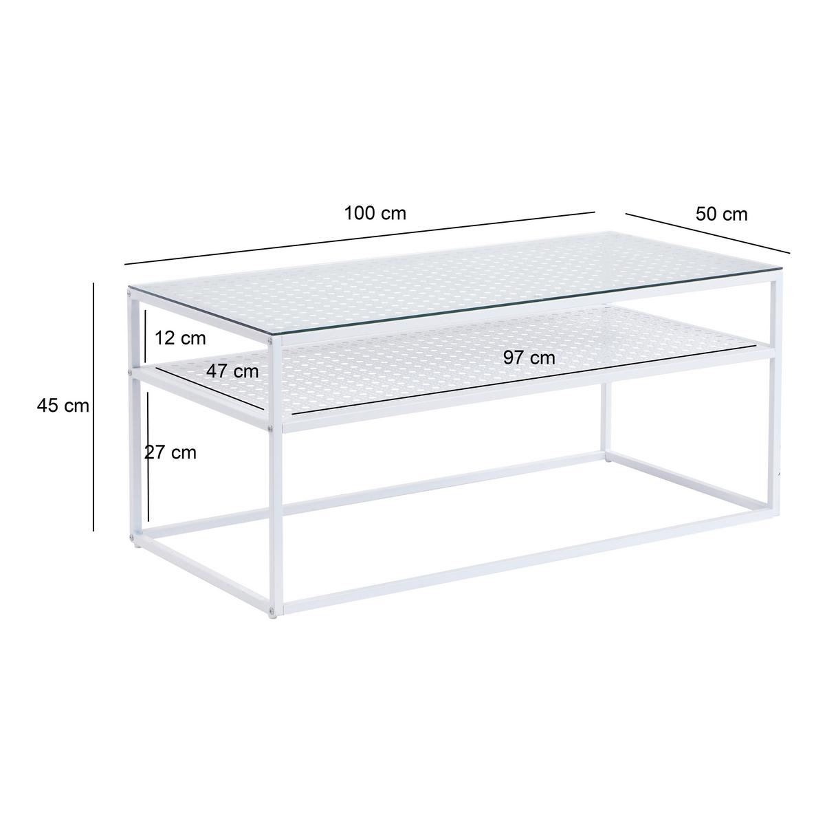 Couchtisch Wl7.328 - Weiss, Design, Glas/Metall (100/50/45cm) - MID.YOU