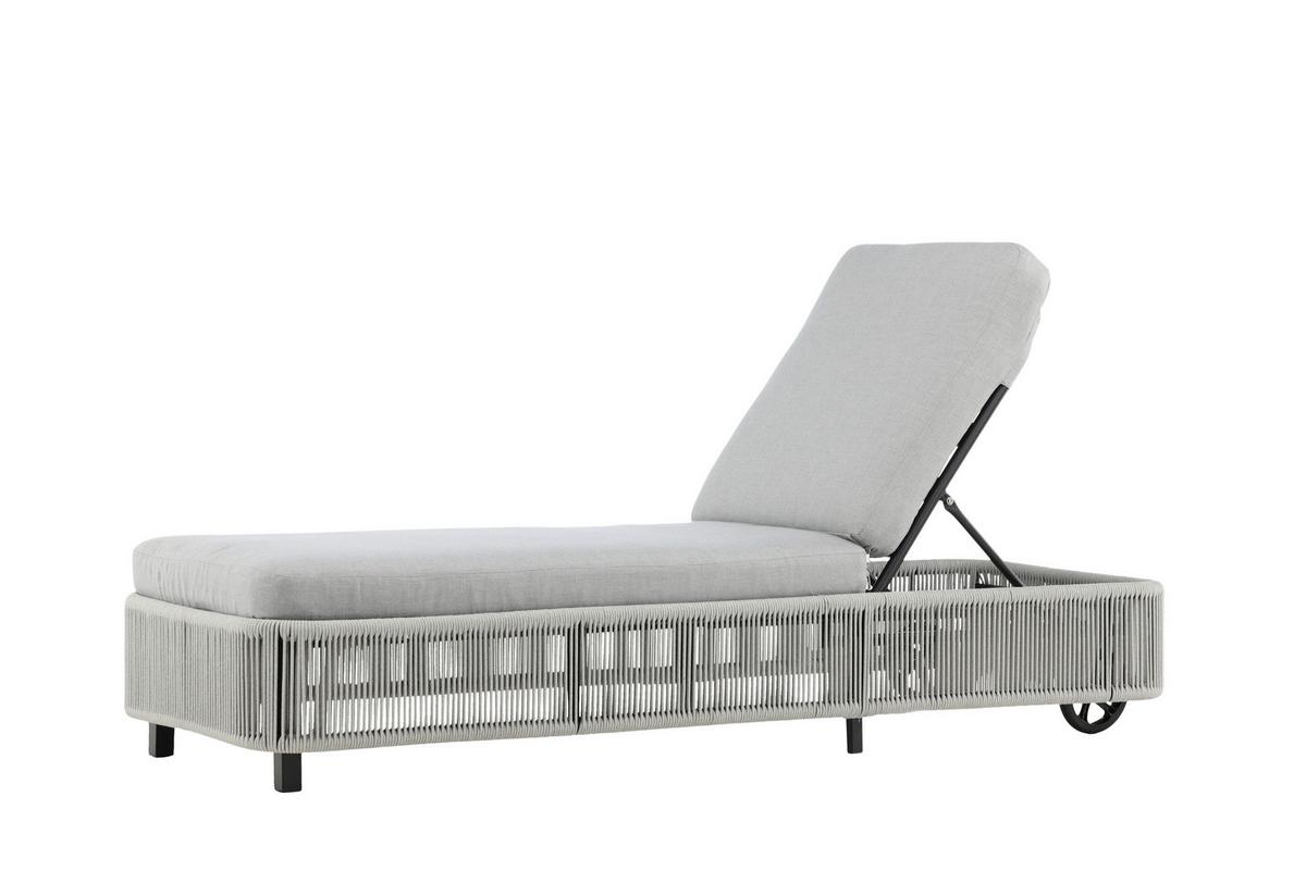 SONNENLIEGE VIRYA - Schwarz/Grau, KONVENTIONELL, Textil/Metall (75/32/205cm) - Gardenson