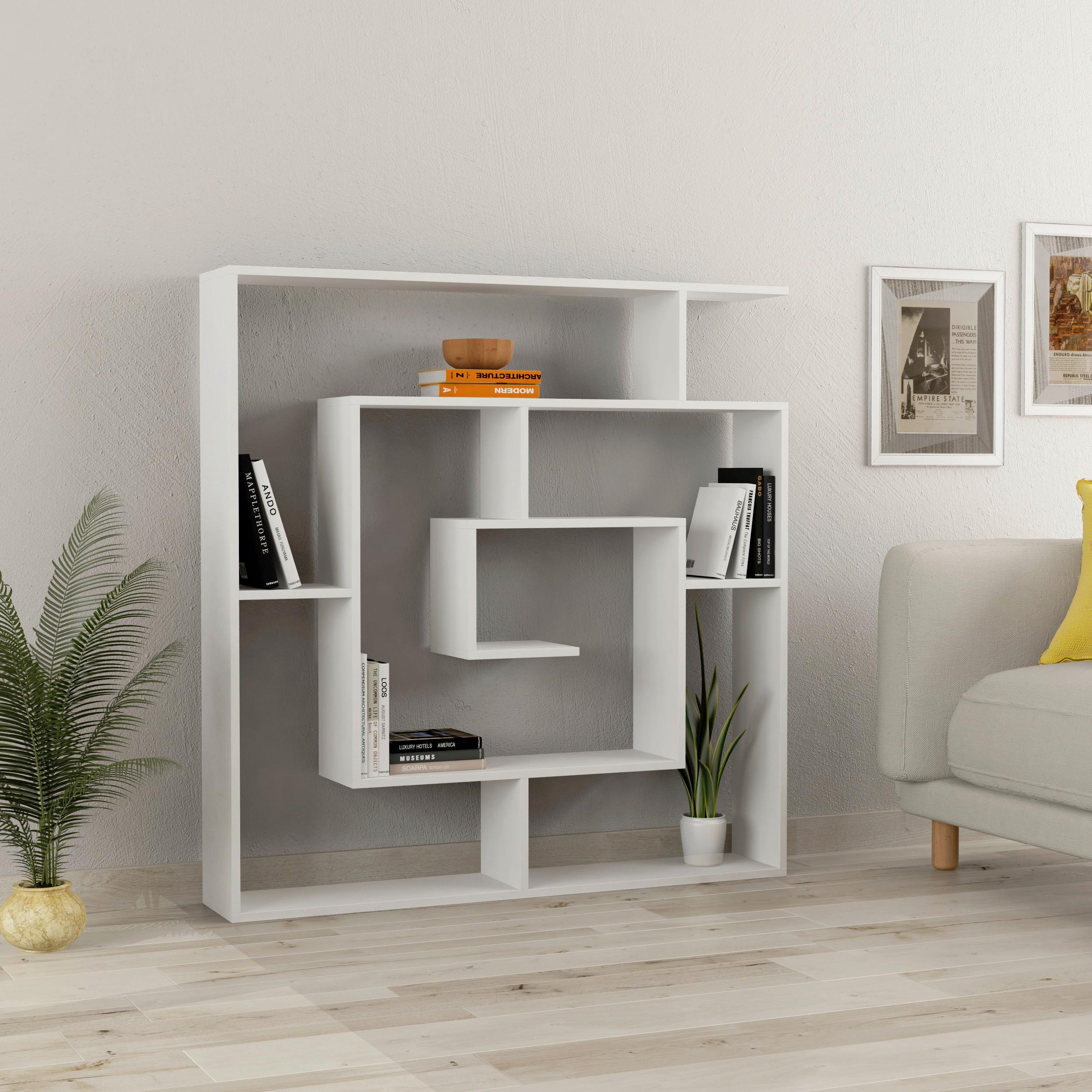 Bücherregal Labirent ca. 125x129x22 cm Weiß - Weiß, Design, Holzwerkstoff (125/129/22cm) - Livetastic