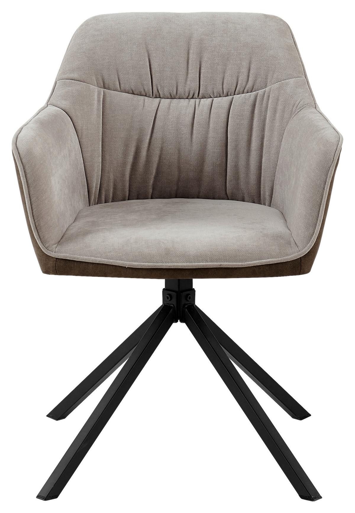 KRZESŁO Z PODŁOKIETNIKAMI PATTI - beżowy/czarny, Modern, metal/tkanina (58/81/60,5cm) - Mömax