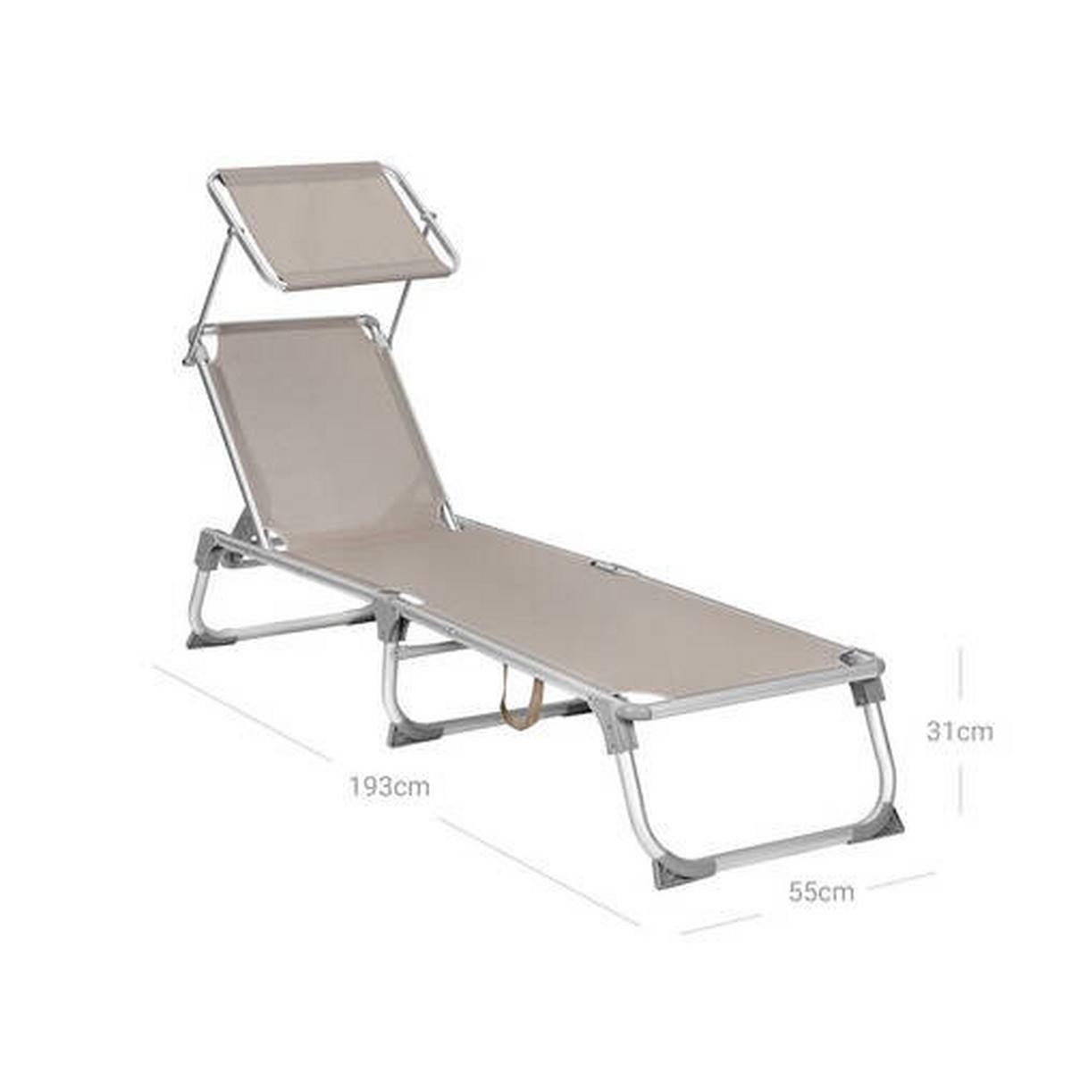 Gartenliege Taupe/Alufarben ca.55x31x193cm - Taupe/Alufarben, MODERN, Textil/Metall (55/31/193cm) - Modante