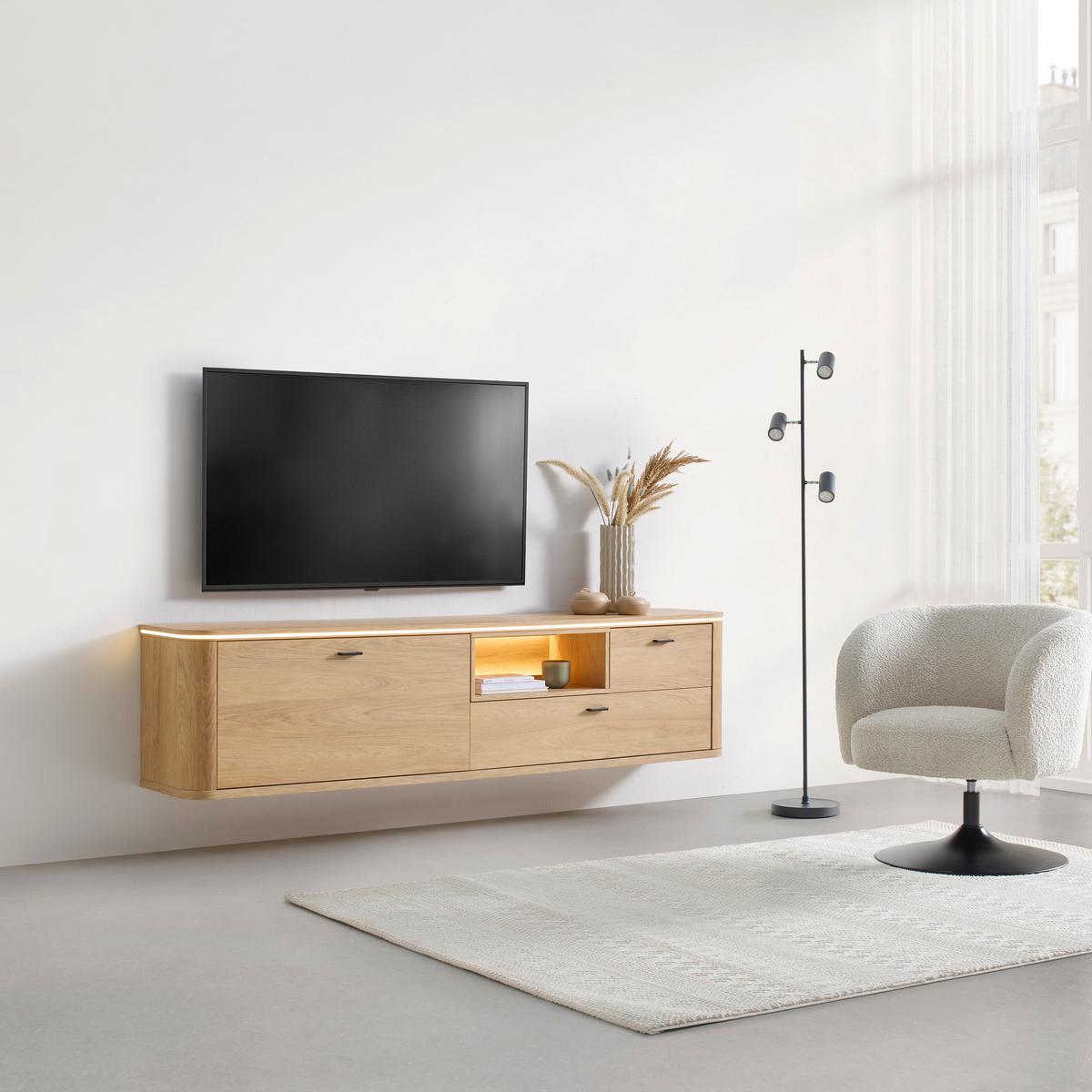 HÄNGEELEMENT LAGOS -EXKLUSIV- - Eichefarben/Anthrazit, Modern, Holzwerkstoff/Metall (210,2/51,3/37,5cm) - Premium Living