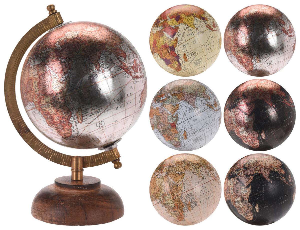 Földgömb Columbus - krémszínű/fekete, Konventionell, fa (14/21,5cm) - Modern Living