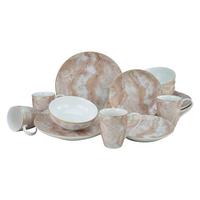 SERWIS OBIADOWO-ŚNIADANIOWY MARMOR COLLECTION ROSE - różowy/biały, Design, ceramika (34/31,5/33cm) - Creatable