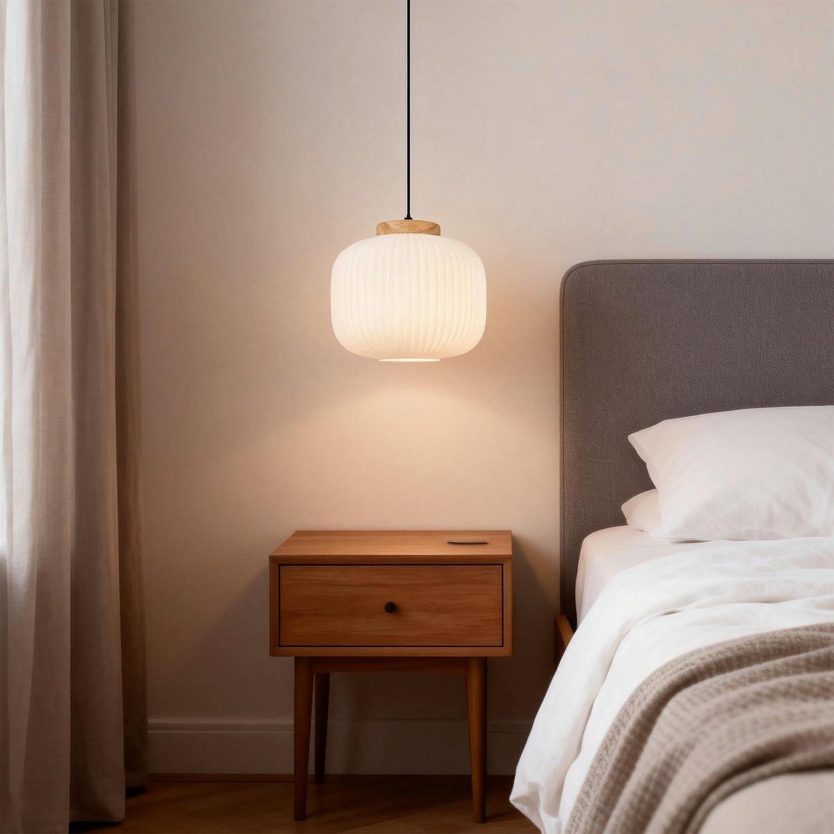 LAMPA WISZĄCA ANNA - biały, Trend, metal/drewno (25/120cm) - Collett's Monde