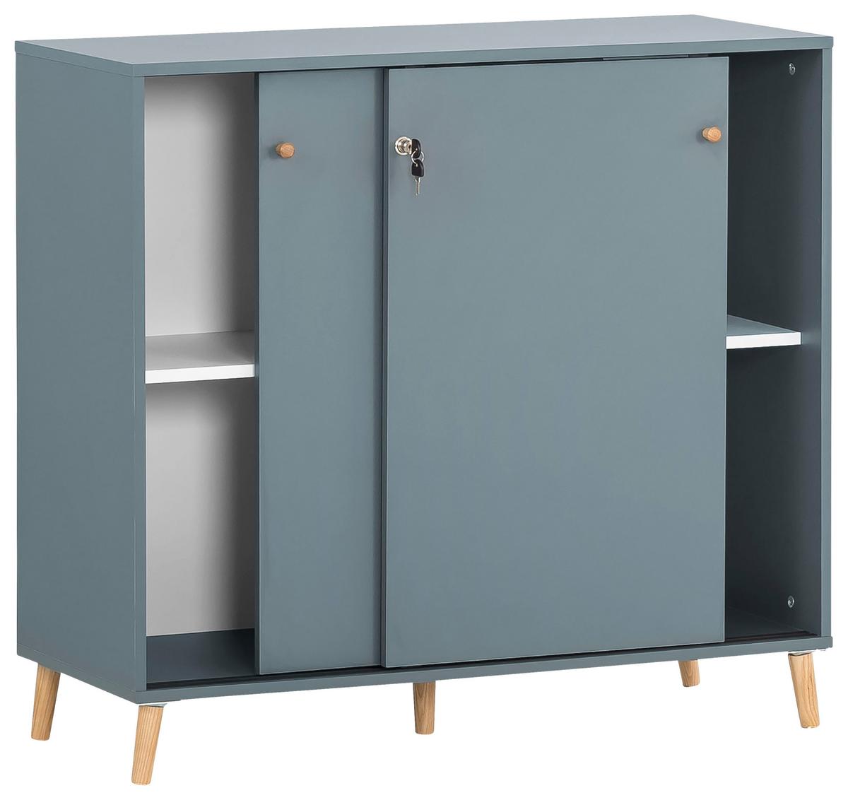 Aktenschrank Serie 500 Blau ca. 100,1x92,6x41cm - Blau, MODERN, Holzwerkstoff (100,1/92,6/41cm) - MID.YOU