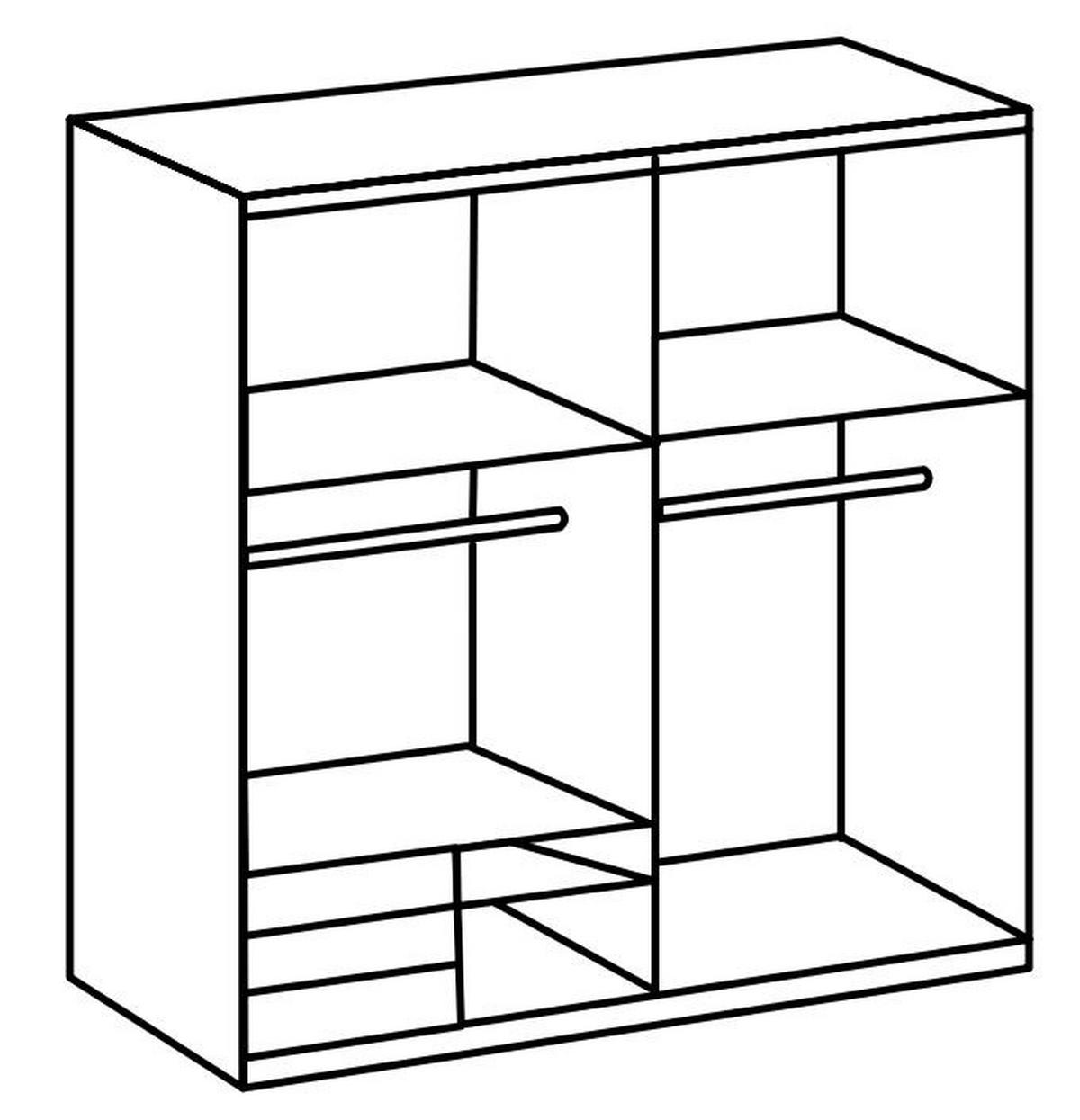 Schwebetürenschrank Level 36D ca. 200x216x65 cm Weiß - Chromfarben/Weiß Hochglanz, MODERN, Holzwerkstoff/Metall (200/216/65cm) - MID.YOU