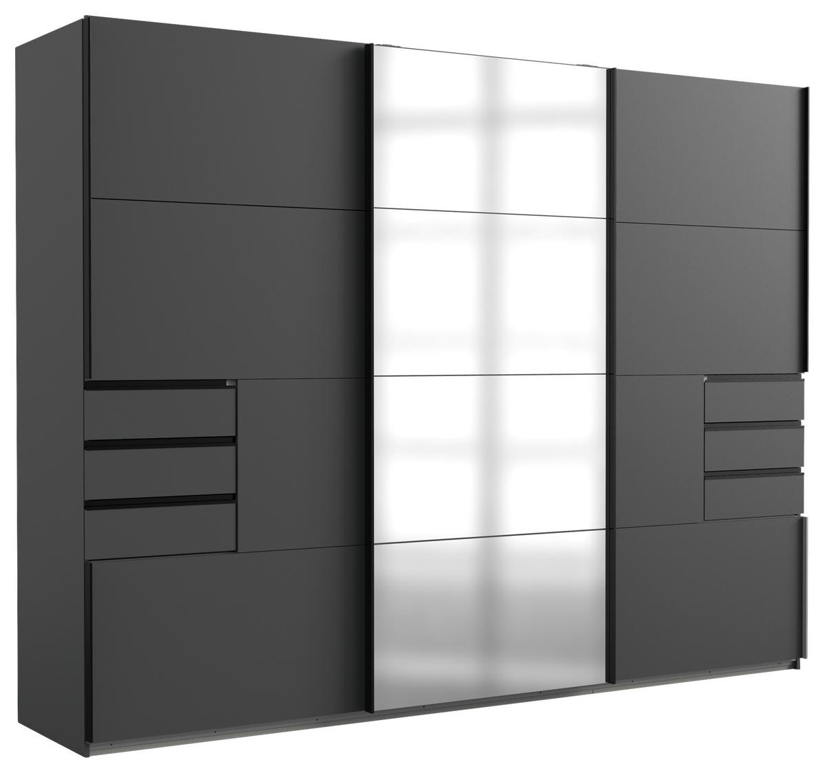 Schwebetürenschrank Saigon ca. 270x210 cm Anthrazit - Klar/Anthrazit, KONVENTIONELL, Glas/Holzwerkstoff (270/210/64cm) - MID.YOU