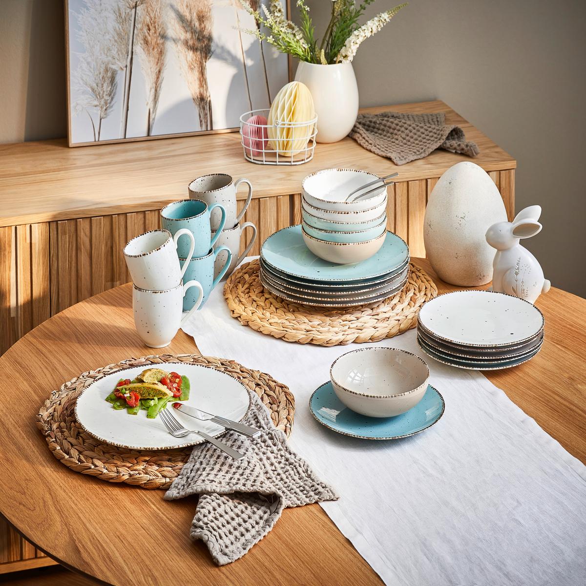 SERWIS OBIADOWO-ŚNIADANIOWY URBAN LIFE - turkusowy/biały, Design, ceramika - Landscape