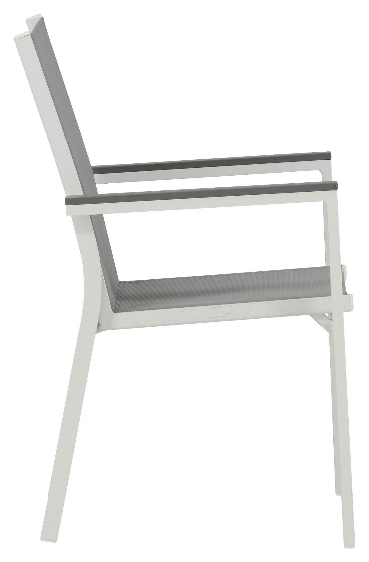 Gartenstuhl 2er-Set Parma ca. 57x90x60 cm Grau/Weiß - Weiß/Grau, KONVENTIONELL, Textil/Metall (57/90/60cm) - Gardenson