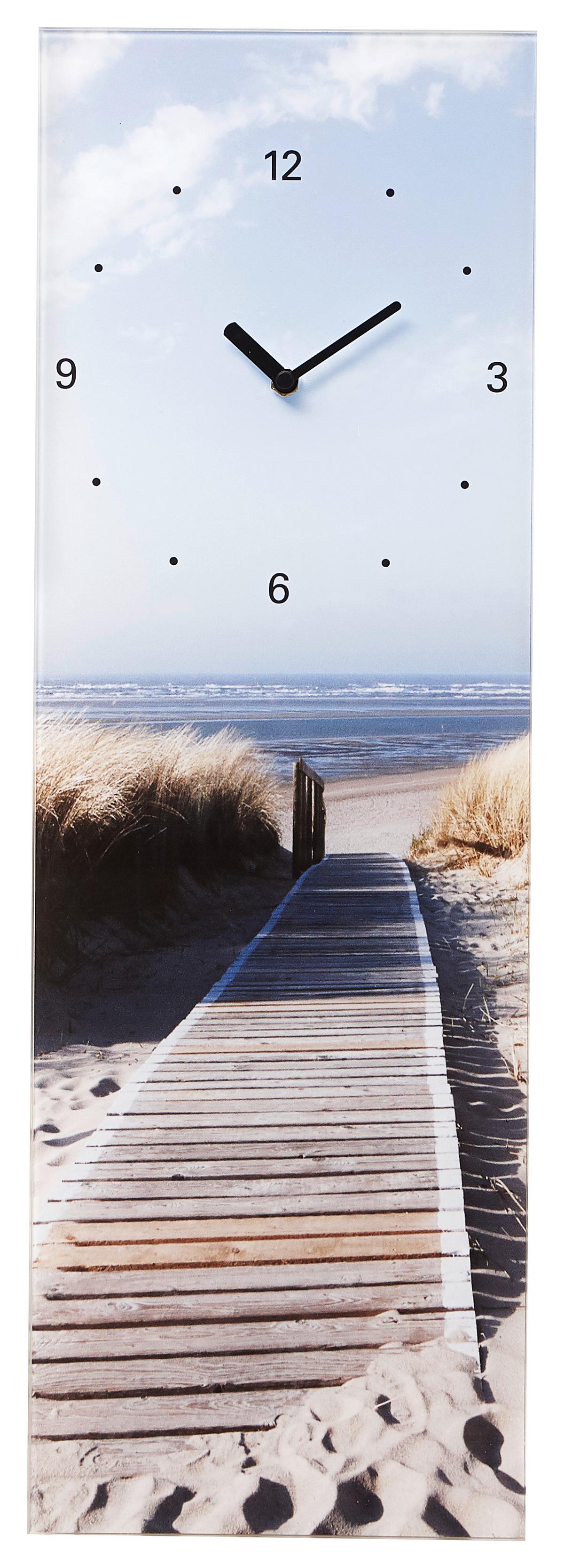 ZEGAR ŚCIENNY PLAŻA - różnokolorowy, Lifestyle, szkło (20/60/3,1cm) - Euroart