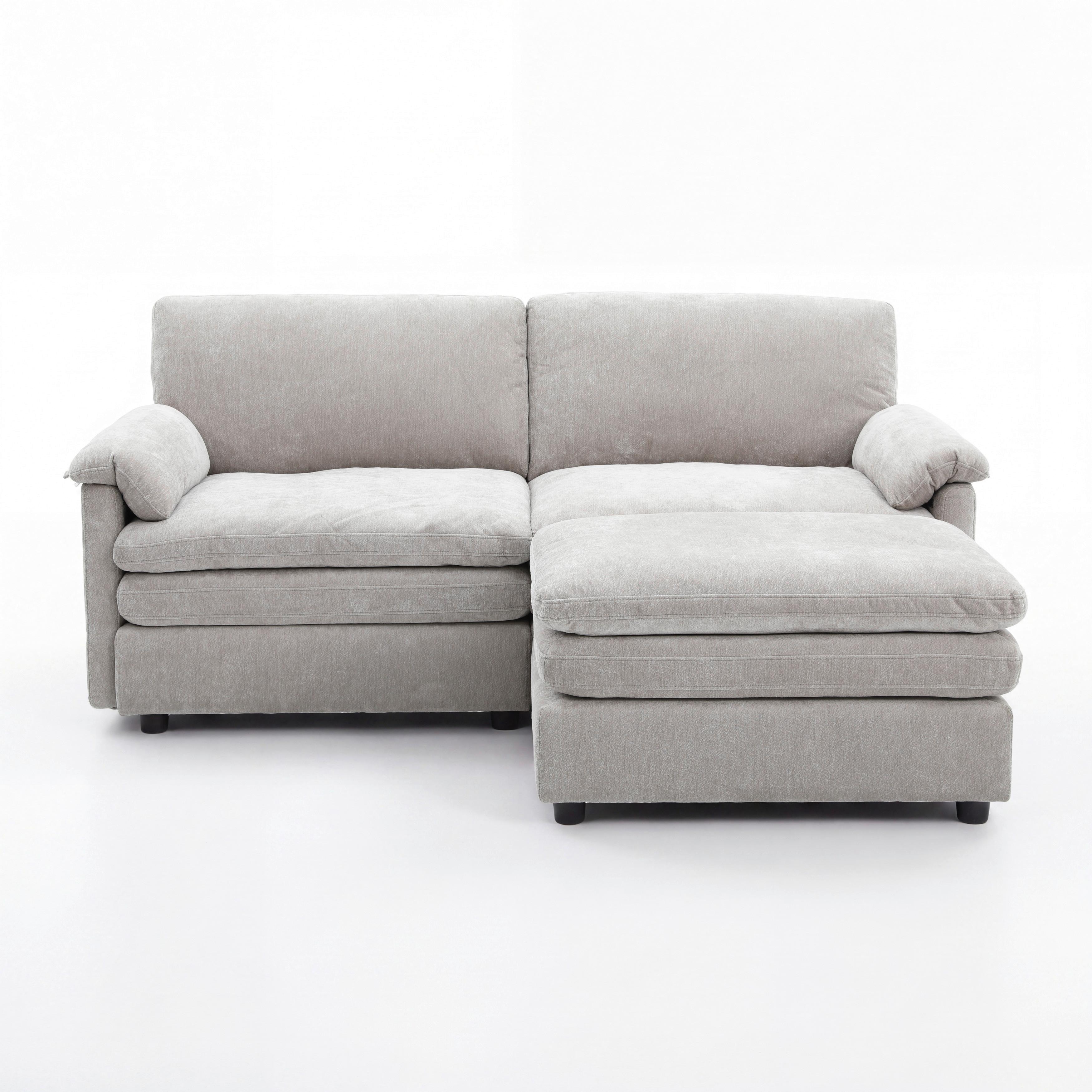 SOFFA ALESSIA - grå/svart, Modern, trä/textil (188/137cm) - Bessagi Home