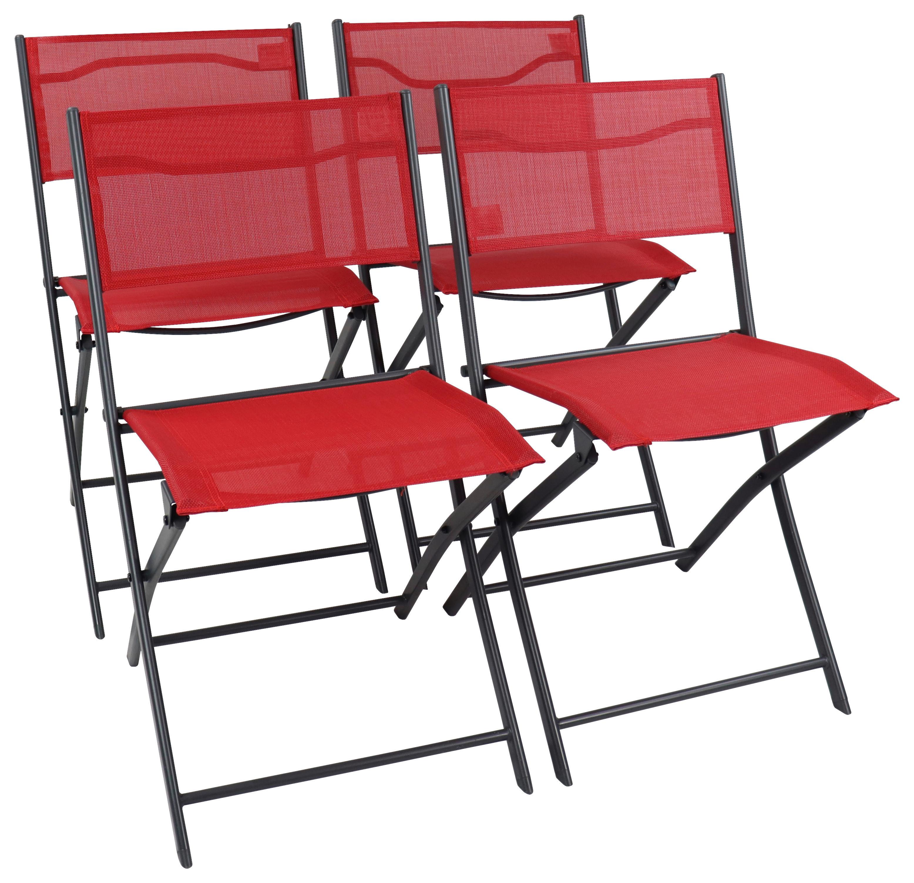 GARTENKLAPPSTUHL-SET SUMILA - Rot/Schwarz, Modern, Textil/Metall (45/79/46cm) - Ambia Garden